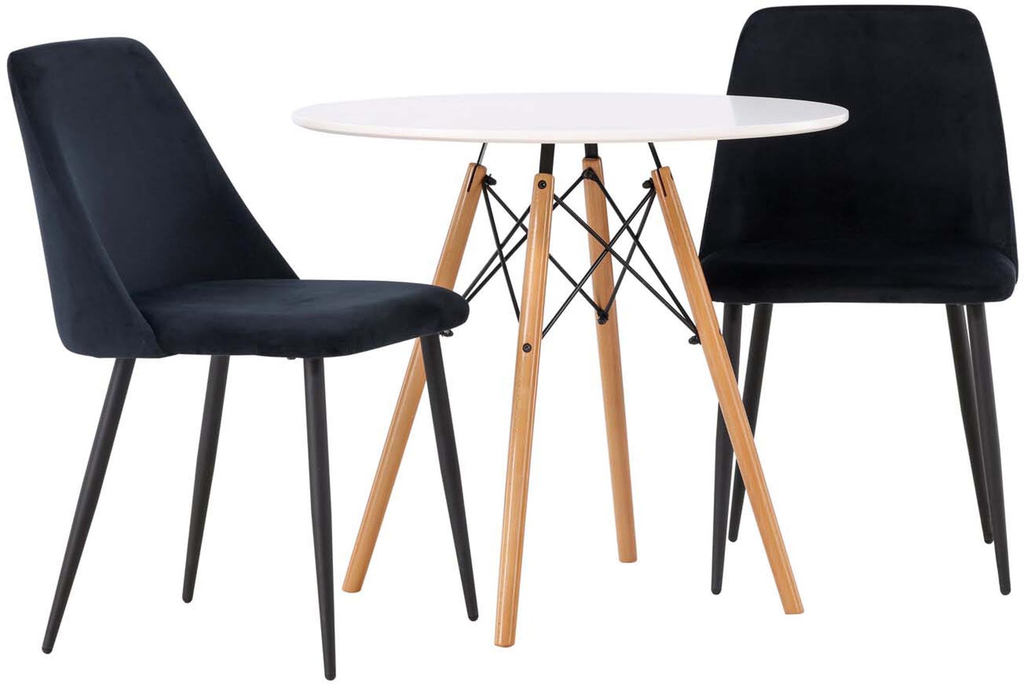 Stilvolles Danburi Esszimmerset mit 2 luxuriösen Samtstühlen.