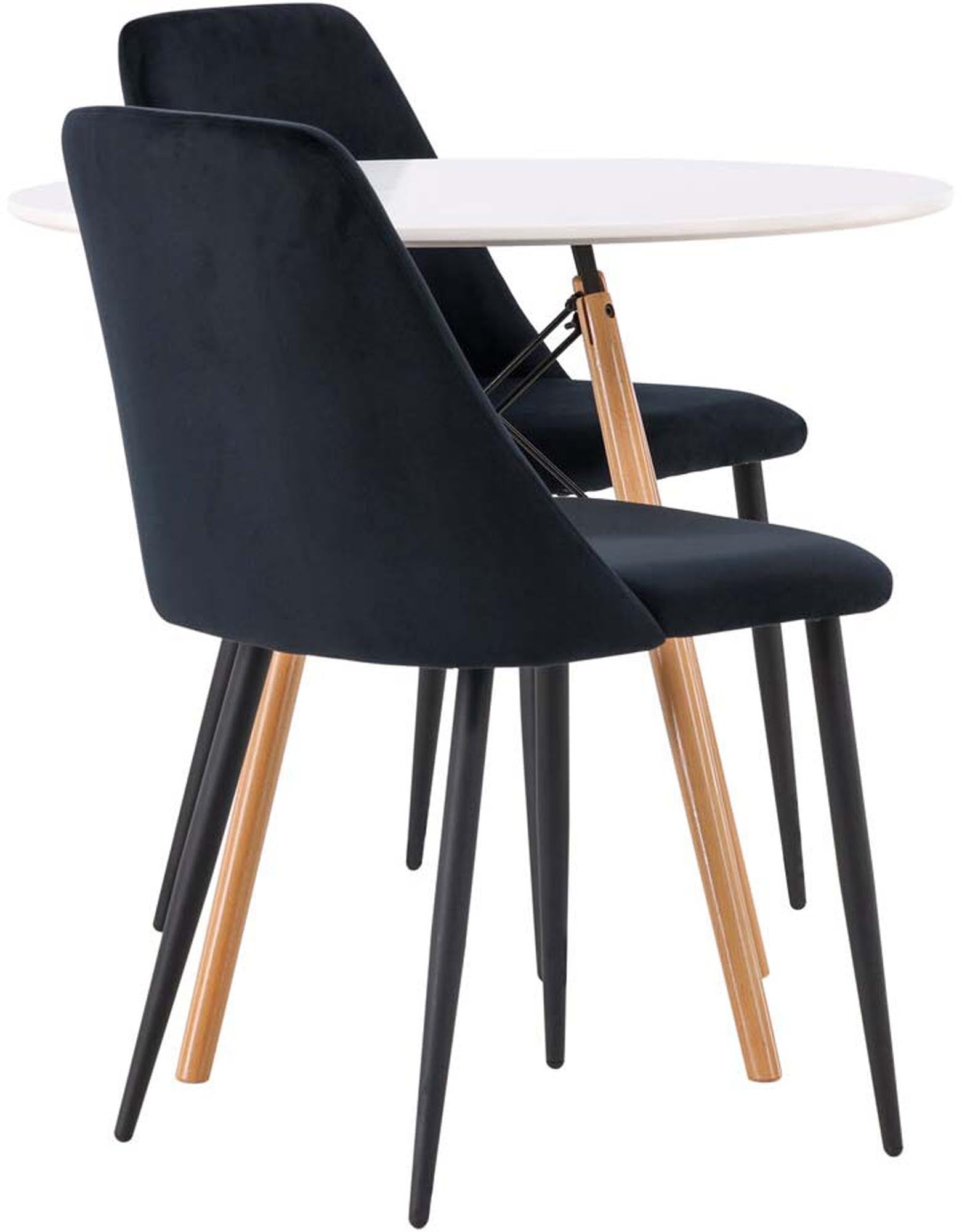 Modernes Danburi Esszimmerset: runder Tisch & 2 Stühle von Venture Home.