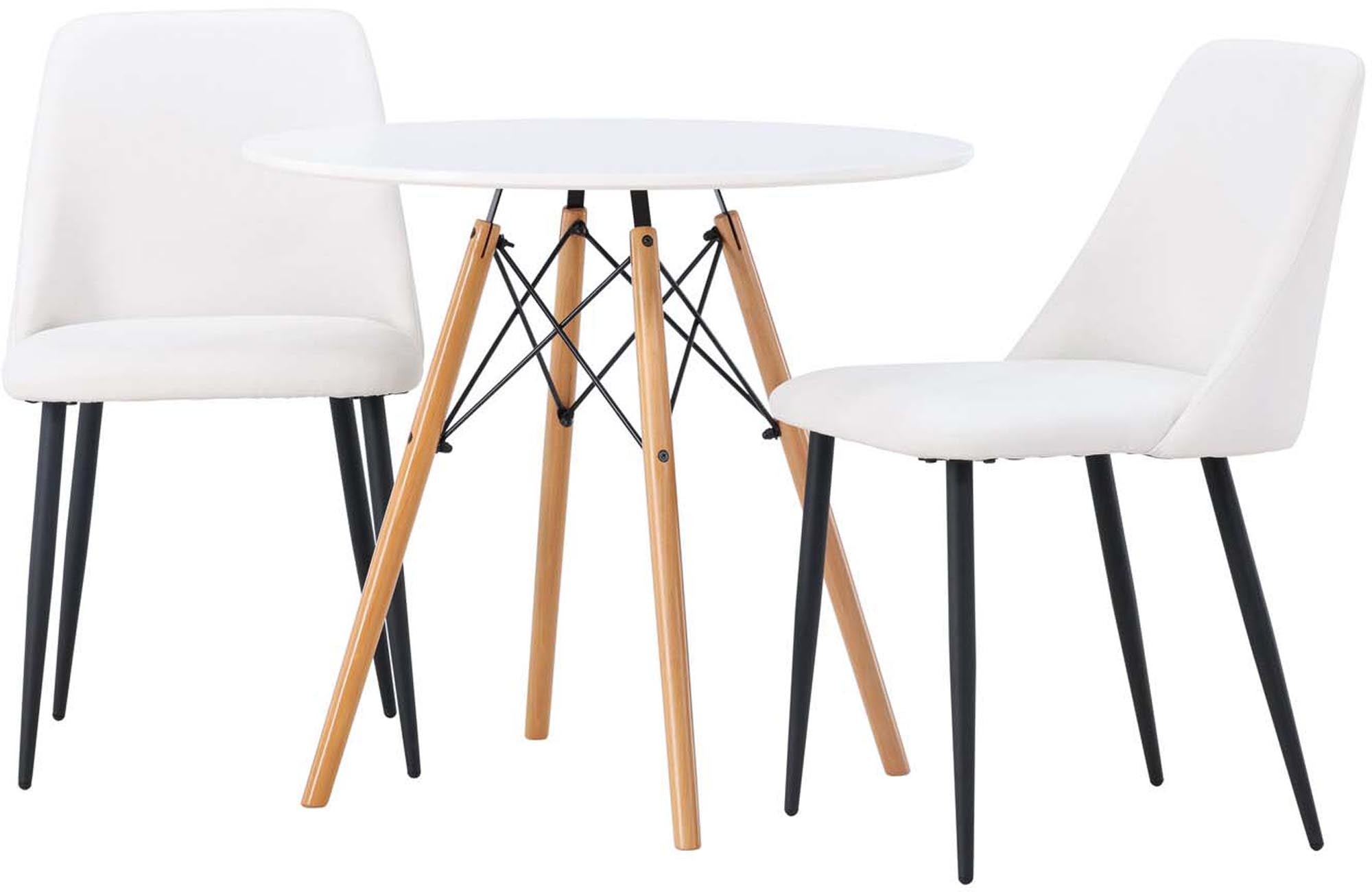 Stilvolles Danburi Esszimmerset: runder Tisch & 2 Stühle von Venture.