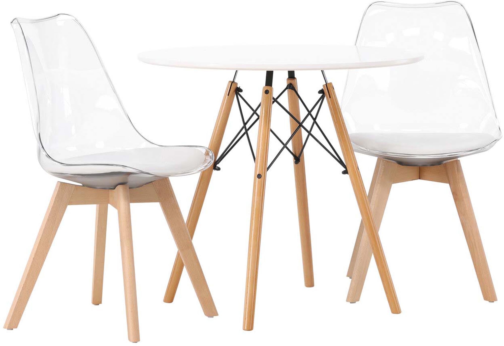 Entdecken Sie das Danburi Esszimmerset + Edvin von Venture Home. Stilvoller Esstisch ⌀60cm und komfortable Stühle für Ihr Esszimmer.