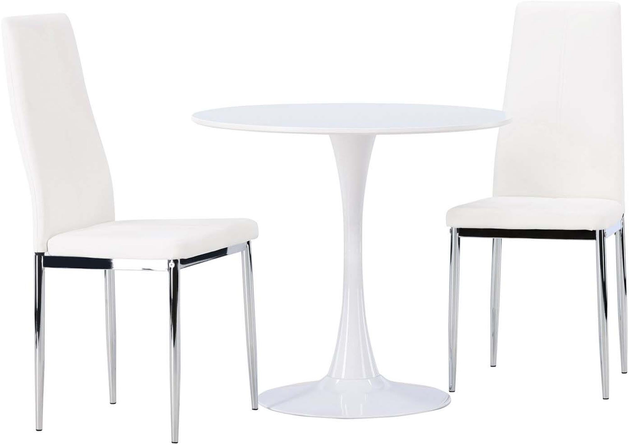 Elegantes Hamden Esszimmerset mit runden Pastill-Stühlen, perfekt für kleine Küchen und stilvolle Essbereiche.