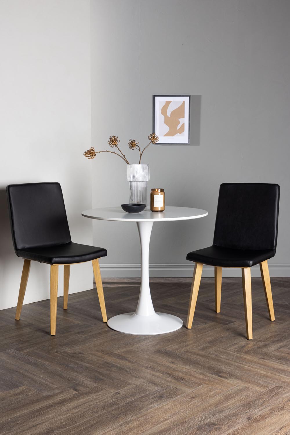 Hamden Esszimmerset + Today ⌀80cm/2St. in Schwarz, Natur präsentiert im Onlineshop von KAQTU Design AG. Esszimmerset ist von Venture Home