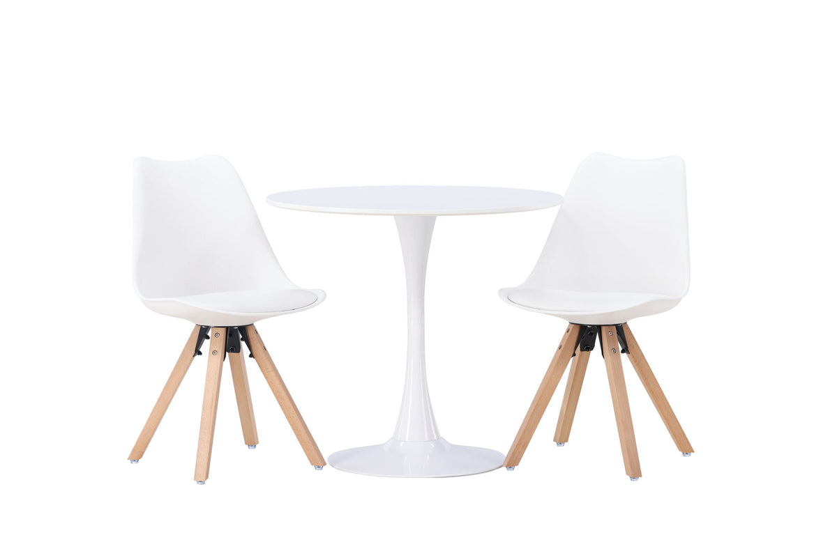 Hamden Esszimmerset + Zeno ⌀80cm/2St. in Natur, Weiss präsentiert im Onlineshop von KAQTU Design AG. Esszimmerset ist von Venture Home