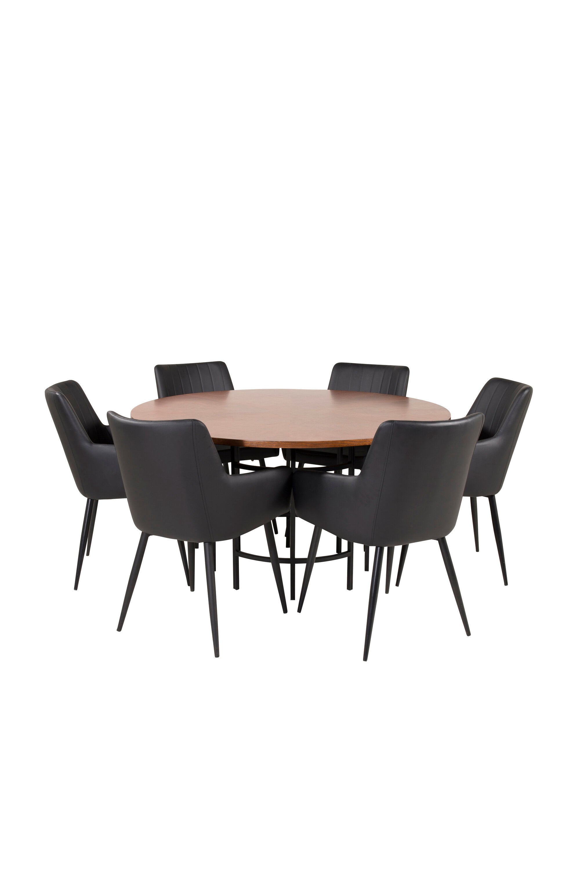 Elegantes Esszimmer Set: Tisch Copenhagen (Ø 140 cm) & 4 Comfort Stühle in Schwarz. Stilvoll, funktional, pflegeleicht.
