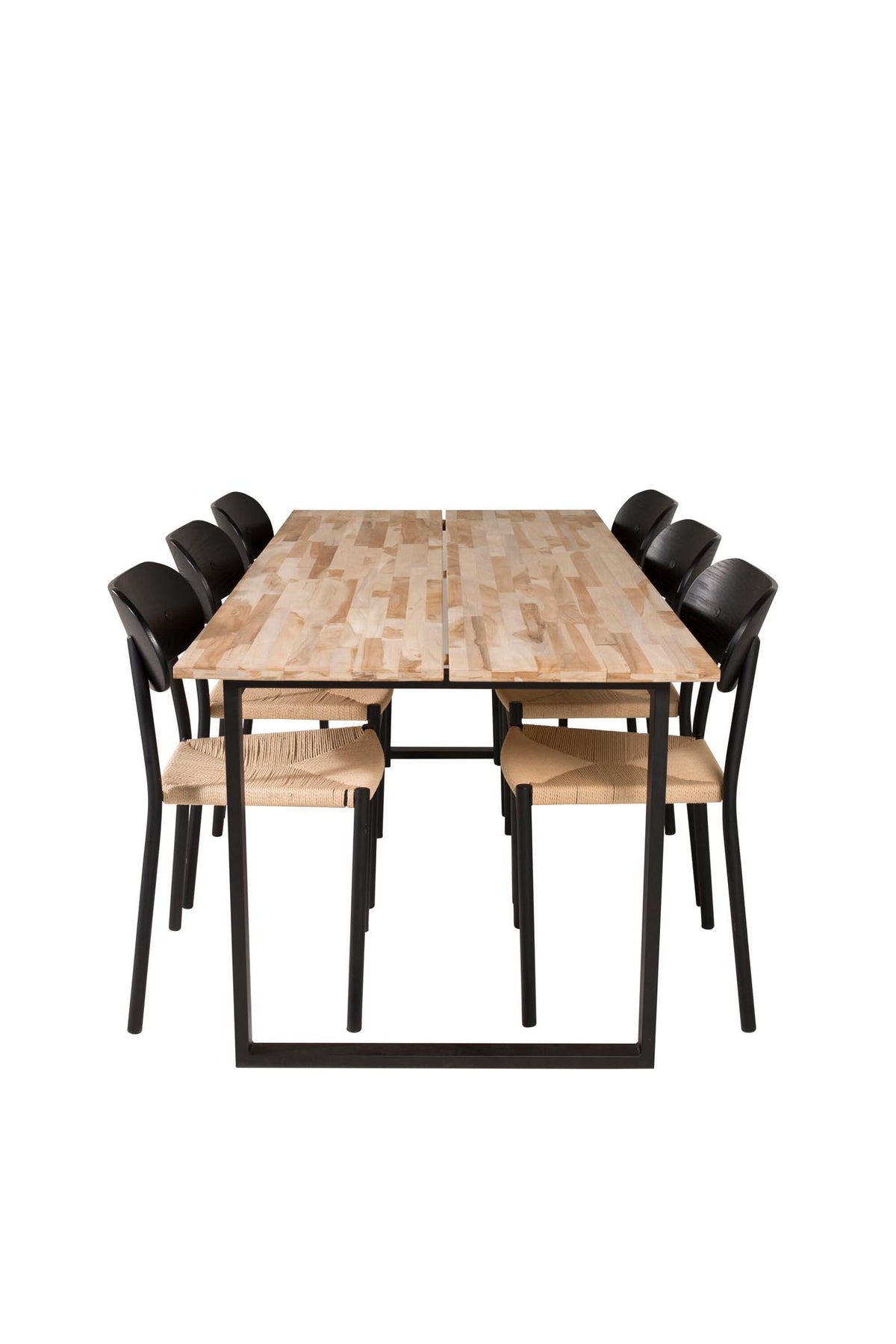 Esszimmer Set Cirebon mit Stuhl Polly in Natur/Schwarz/Natur präsentiert im Onlineshop von KAQTU Design AG. Esszimmerset ist von Venture Home