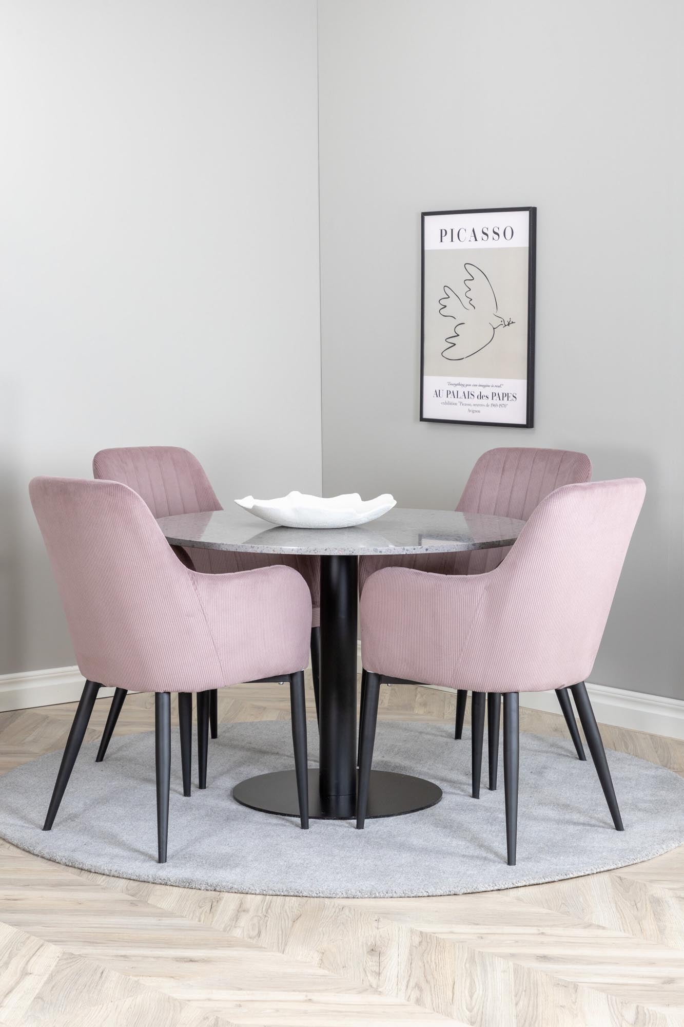 Esszimmer Set Razzia mit Stuhl Comfort in Grau/Schwarz/ Altrosa präsentiert im Onlineshop von KAQTU Design AG. Esszimmerset ist von Venture Home