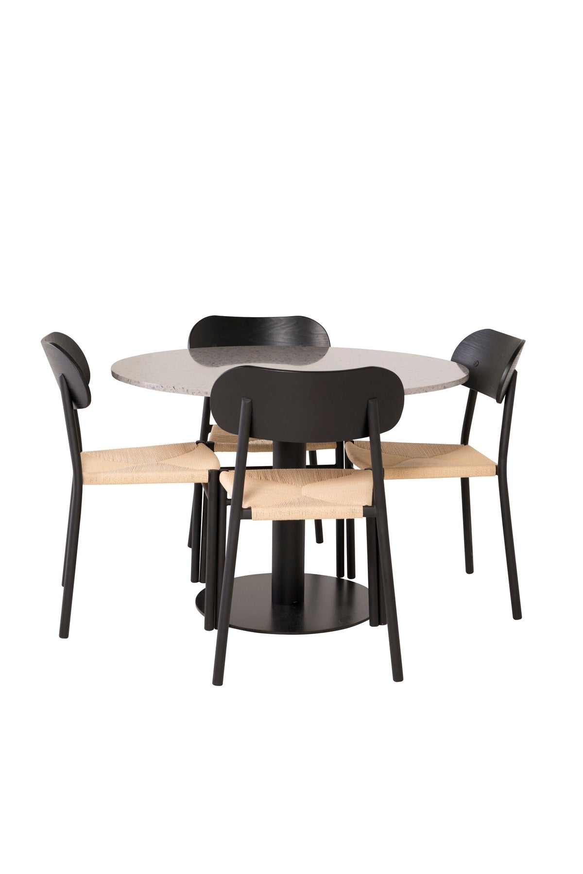 Esszimmer Set Razzia mit Stuhl Polly in Grau/Schwarz/Natur präsentiert im Onlineshop von KAQTU Design AG. Esszimmerset ist von Venture Home