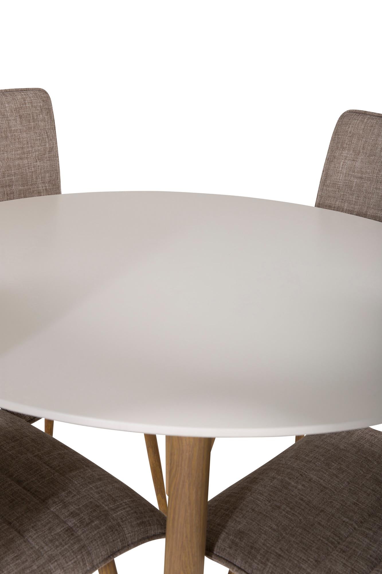 Esszimmer Set Plaza mit Stuhl Windu in Weiss/Hellgrau/Natur präsentiert im Onlineshop von KAQTU Design AG. Esszimmerset ist von Venture Home