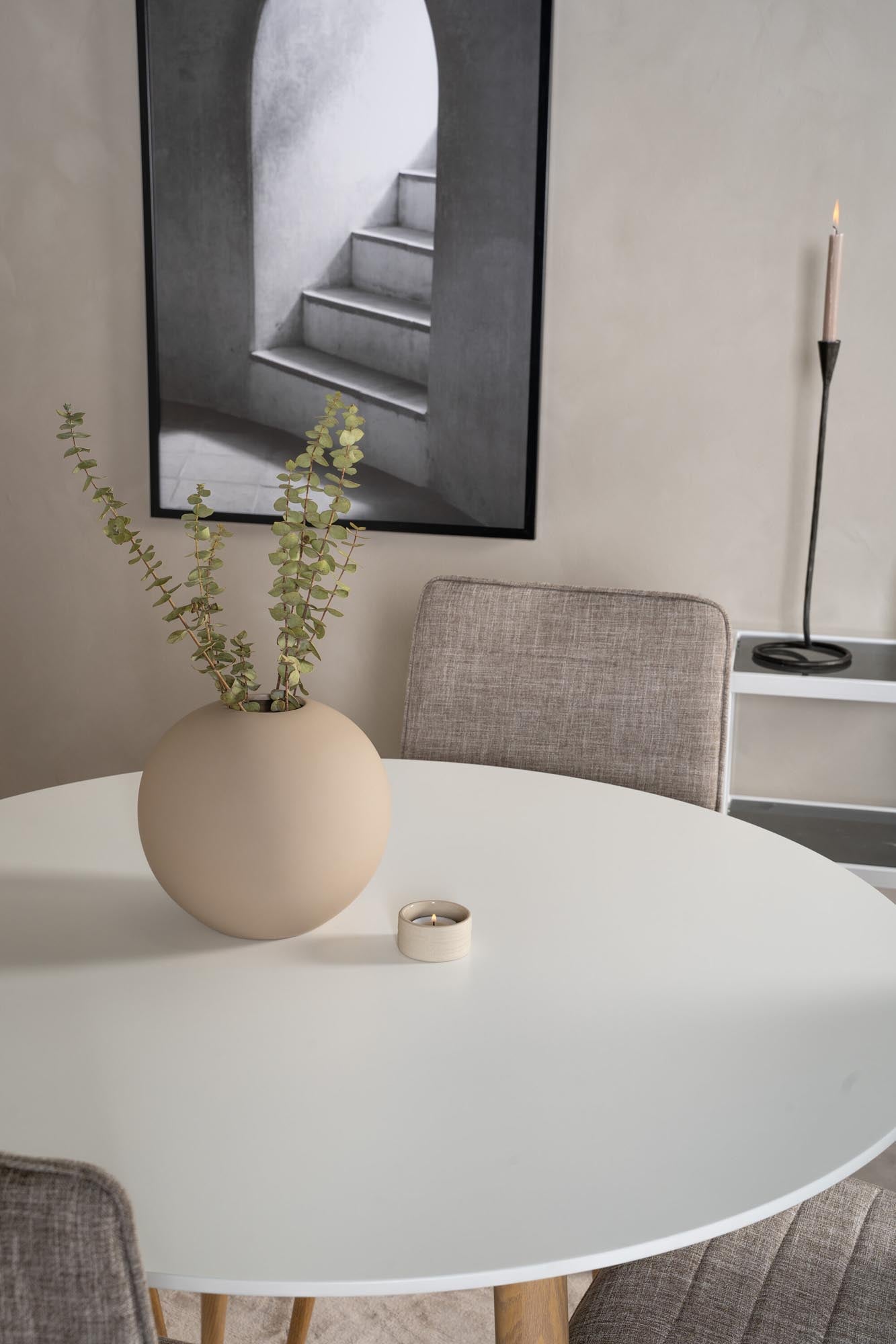 Esszimmer Set Plaza mit Stuhl Windu in Weiss/Hellgrau/Natur präsentiert im Onlineshop von KAQTU Design AG. Esszimmerset ist von Venture Home