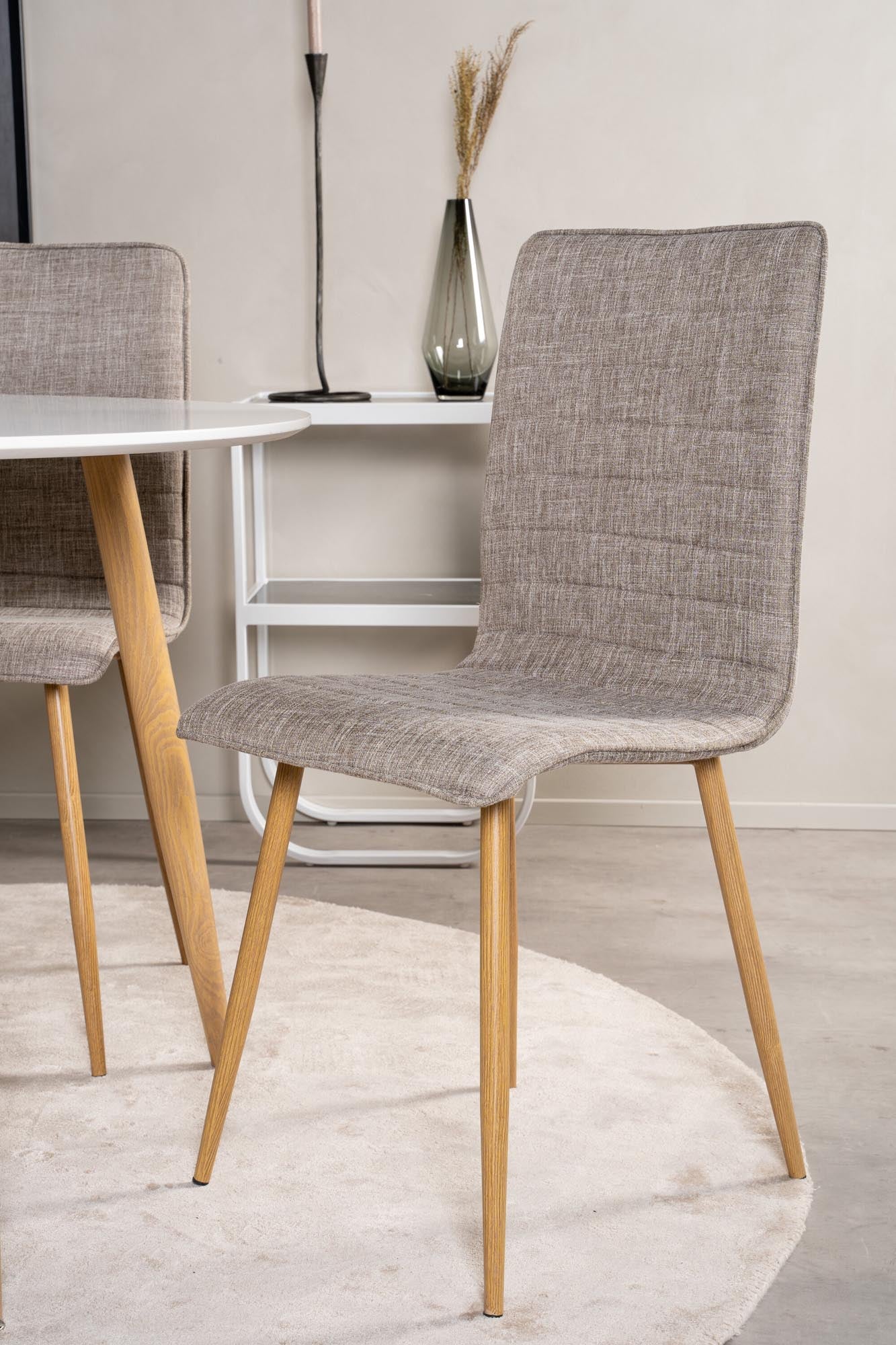 Esszimmer Set Plaza mit Stuhl Windu in Weiss/Hellgrau/Natur präsentiert im Onlineshop von KAQTU Design AG. Esszimmerset ist von Venture Home