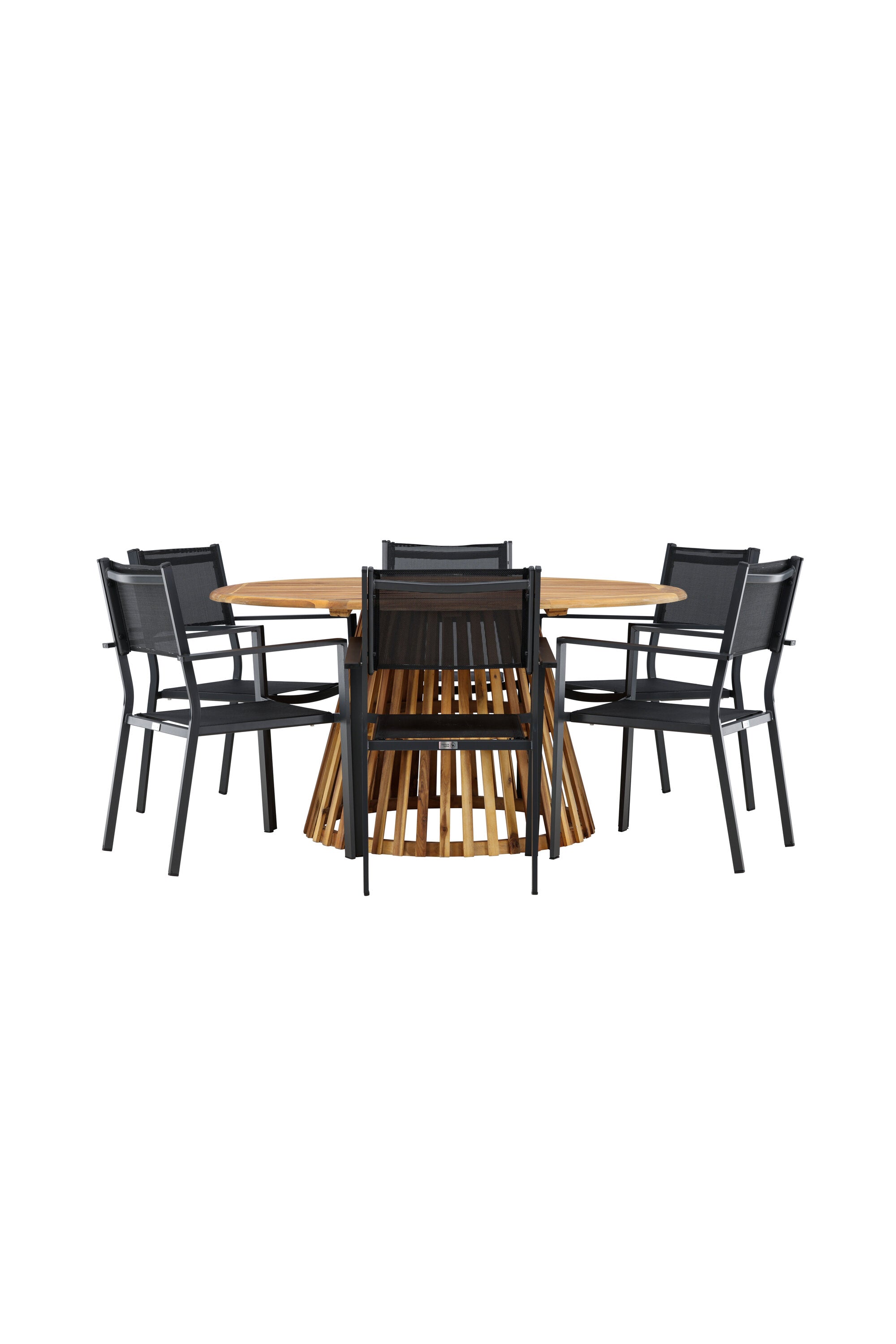 Tucumán Gartentisch Set rund + 6 x Copacabana in Natur/Schwarz präsentiert im Onlineshop von KAQTU Design AG. Gartentischset ist von Venture Home