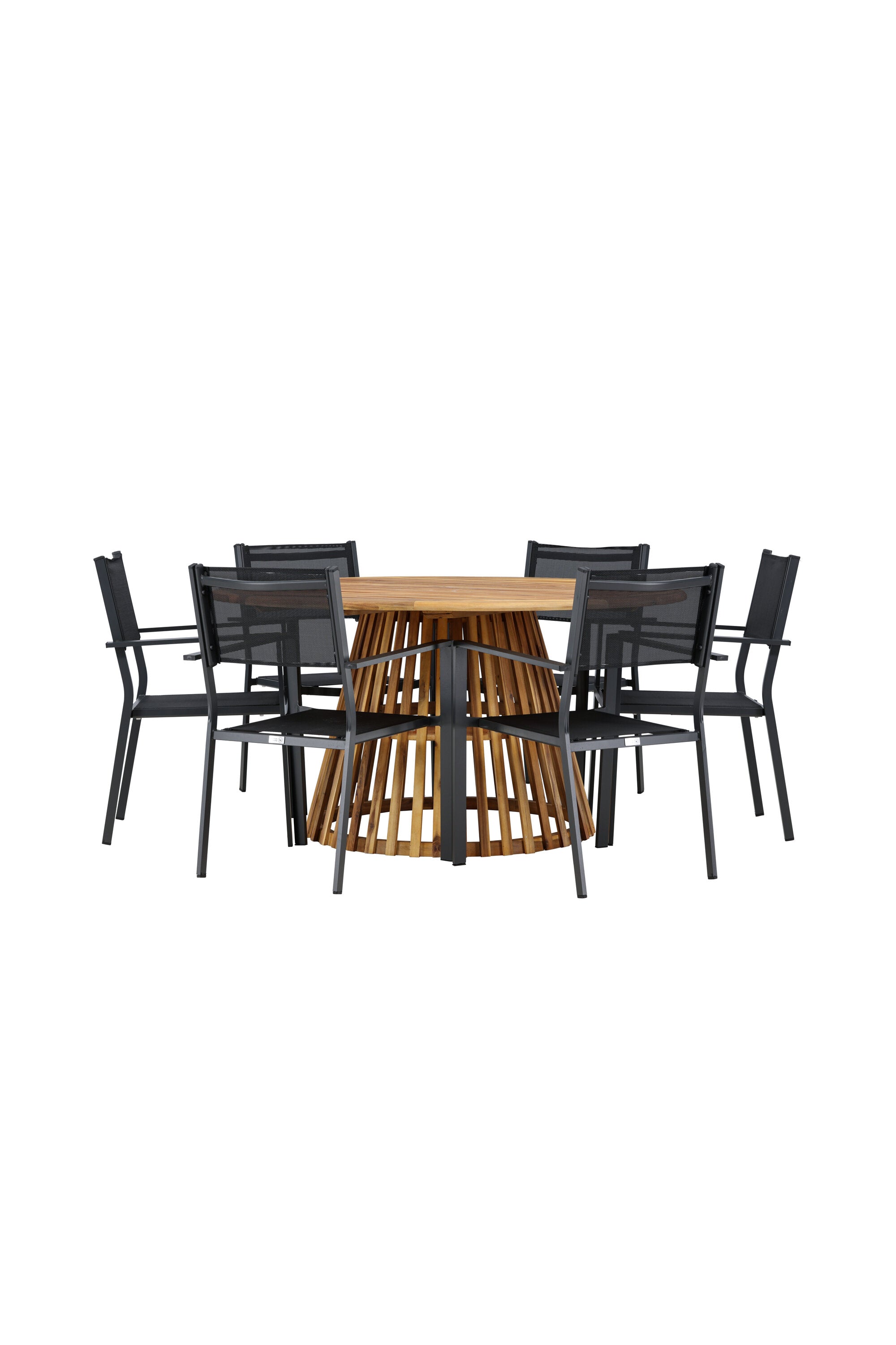 Tucumán Gartentisch Set rund + 6 x Copacabana in Natur/Schwarz präsentiert im Onlineshop von KAQTU Design AG. Gartentischset ist von Venture Home
