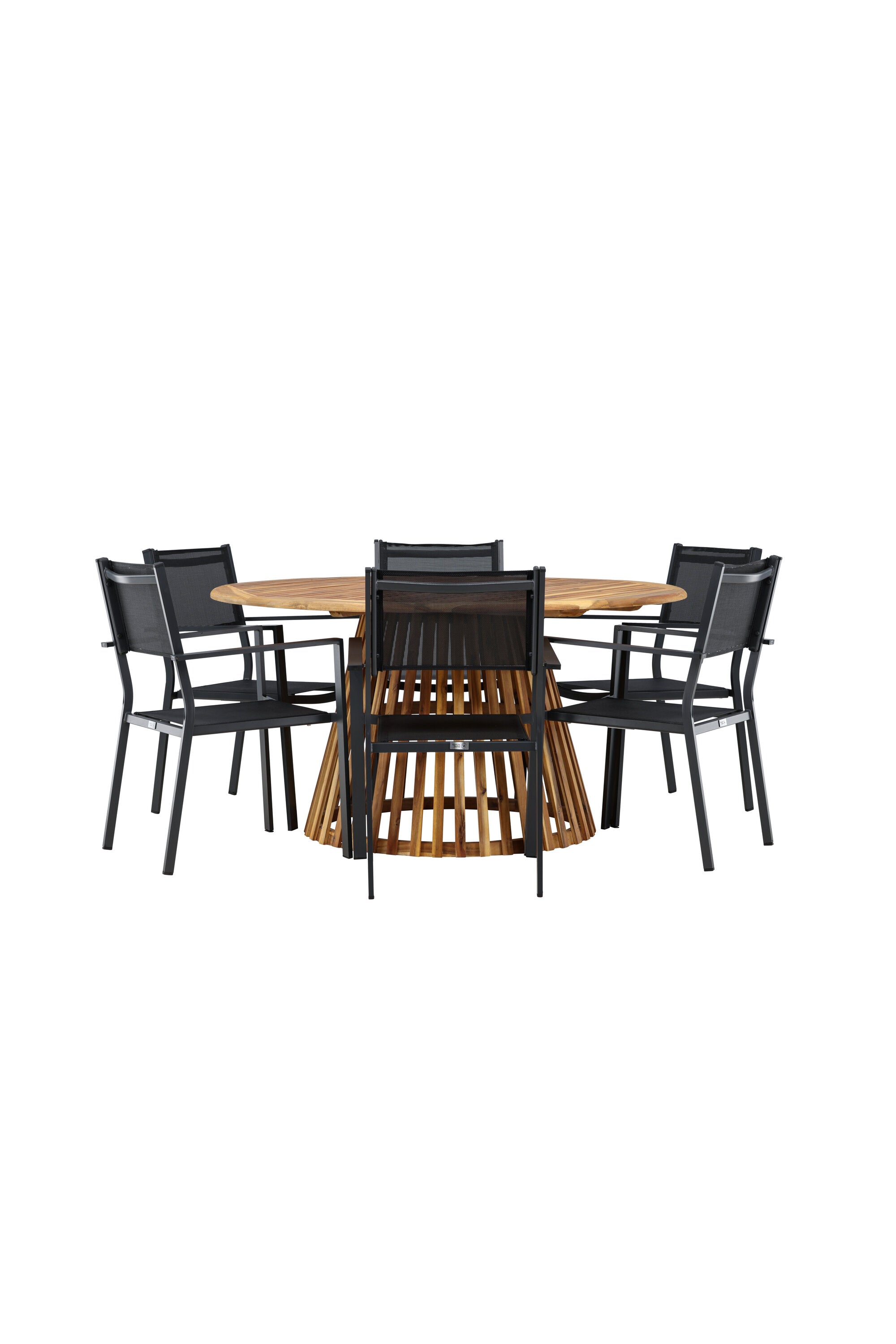 Tucumán Gartentisch Set rund + 6 x Copacabana in Natur/Schwarz präsentiert im Onlineshop von KAQTU Design AG. Gartentischset ist von Venture Home