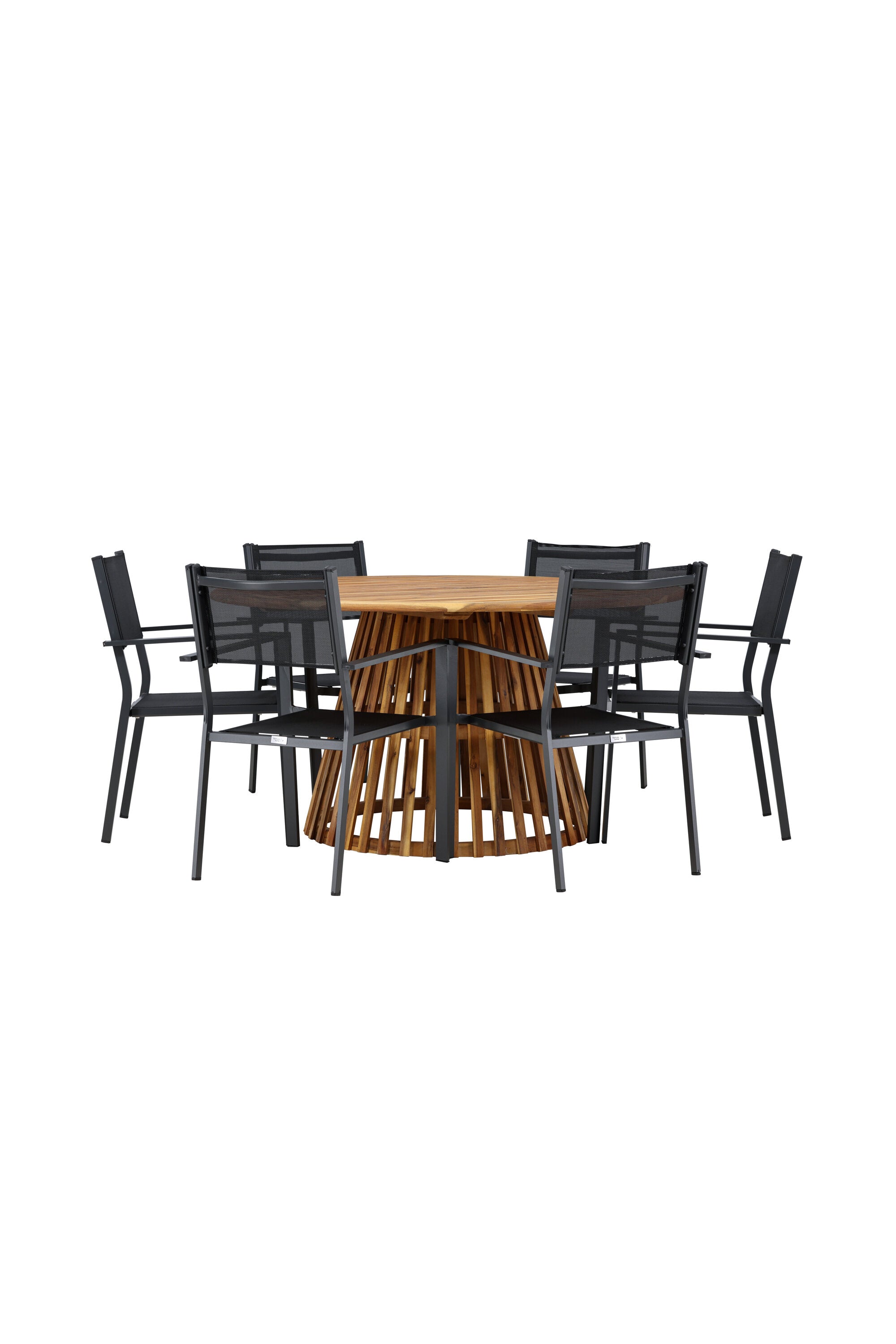 Tucumán Gartentisch Set rund + 6 x Copacabana in Natur/Schwarz präsentiert im Onlineshop von KAQTU Design AG. Gartentischset ist von Venture Home