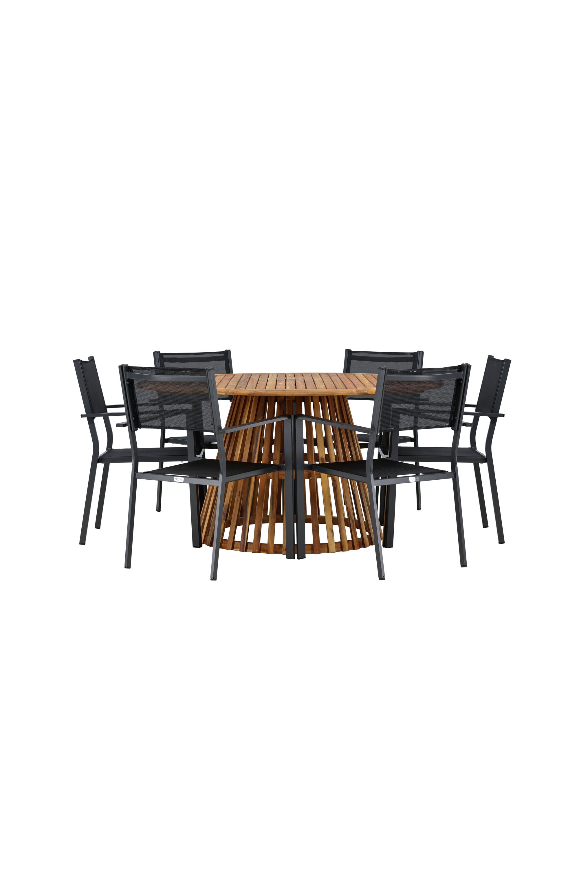 Tucumán Gartentisch Set rund + 6 x Copacabana in Natur/Schwarz präsentiert im Onlineshop von KAQTU Design AG. Gartentischset ist von Venture Home