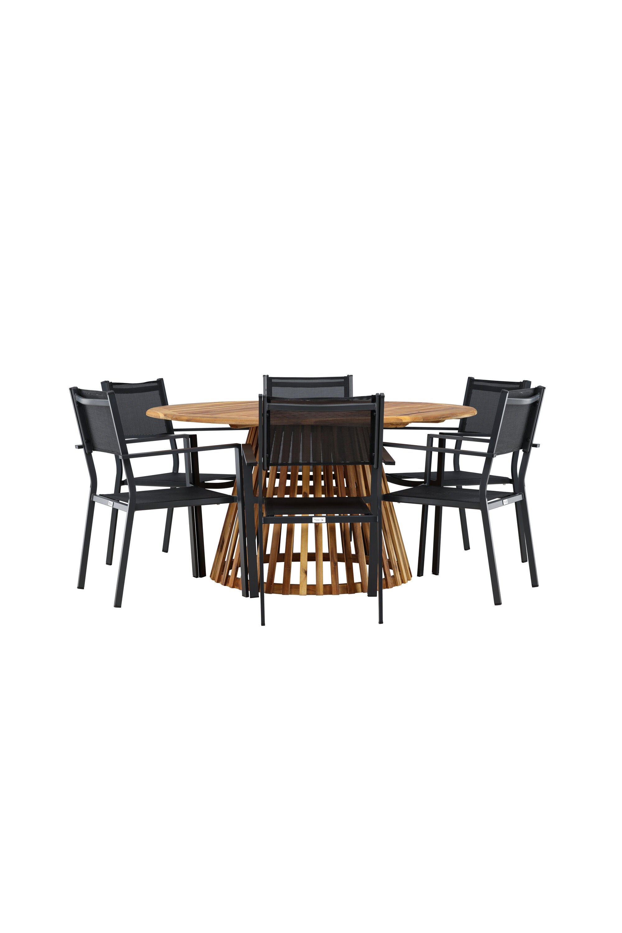Tucumán Gartentisch Set rund + 6 x Copacabana in Natur/Schwarz präsentiert im Onlineshop von KAQTU Design AG. Gartentischset ist von Venture Home