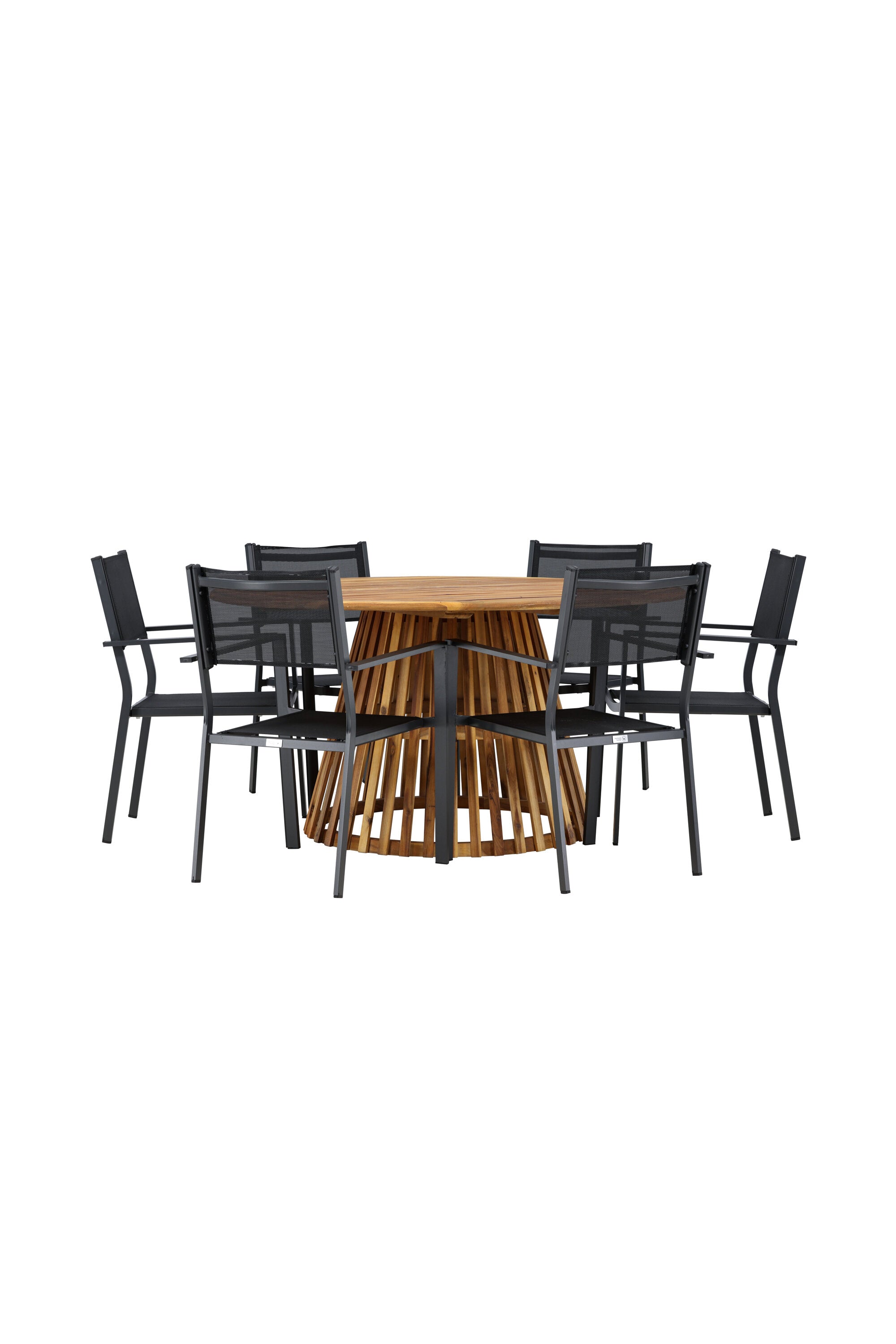 Tucumán Gartentisch Set rund + 6 x Copacabana in Natur/Schwarz präsentiert im Onlineshop von KAQTU Design AG. Gartentischset ist von Venture Home