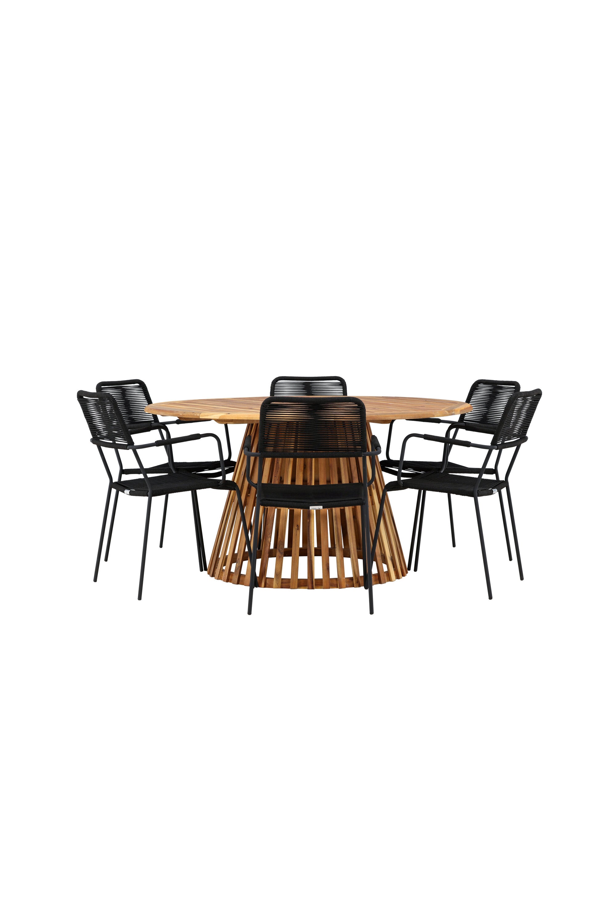 Tucumán Gartentisch Set rund + 6 x Lindos in Natur/Schwarz präsentiert im Onlineshop von KAQTU Design AG. Gartentischset ist von Venture Home