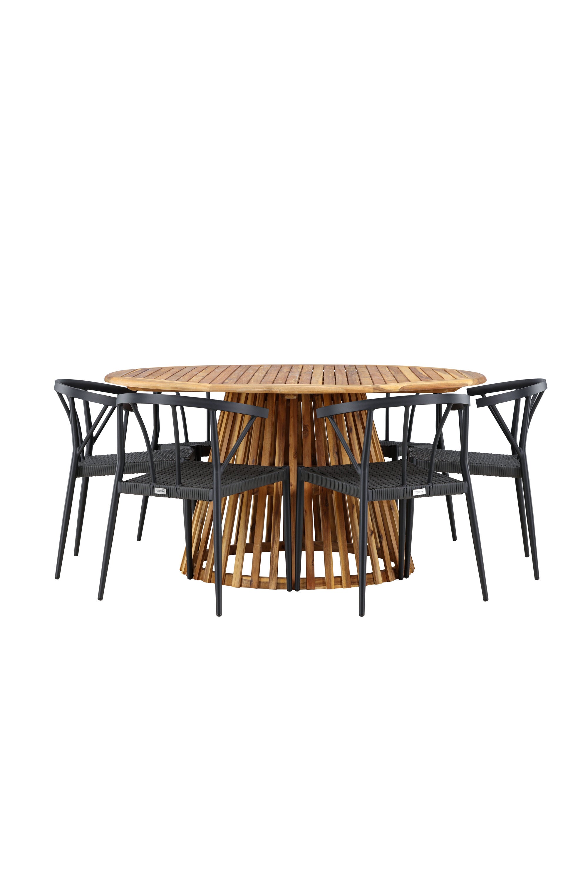 Tucumán Gartentisch Set rund + 6 x Stina in Natur/Schwarz präsentiert im Onlineshop von KAQTU Design AG. Gartentischset ist von Venture Home