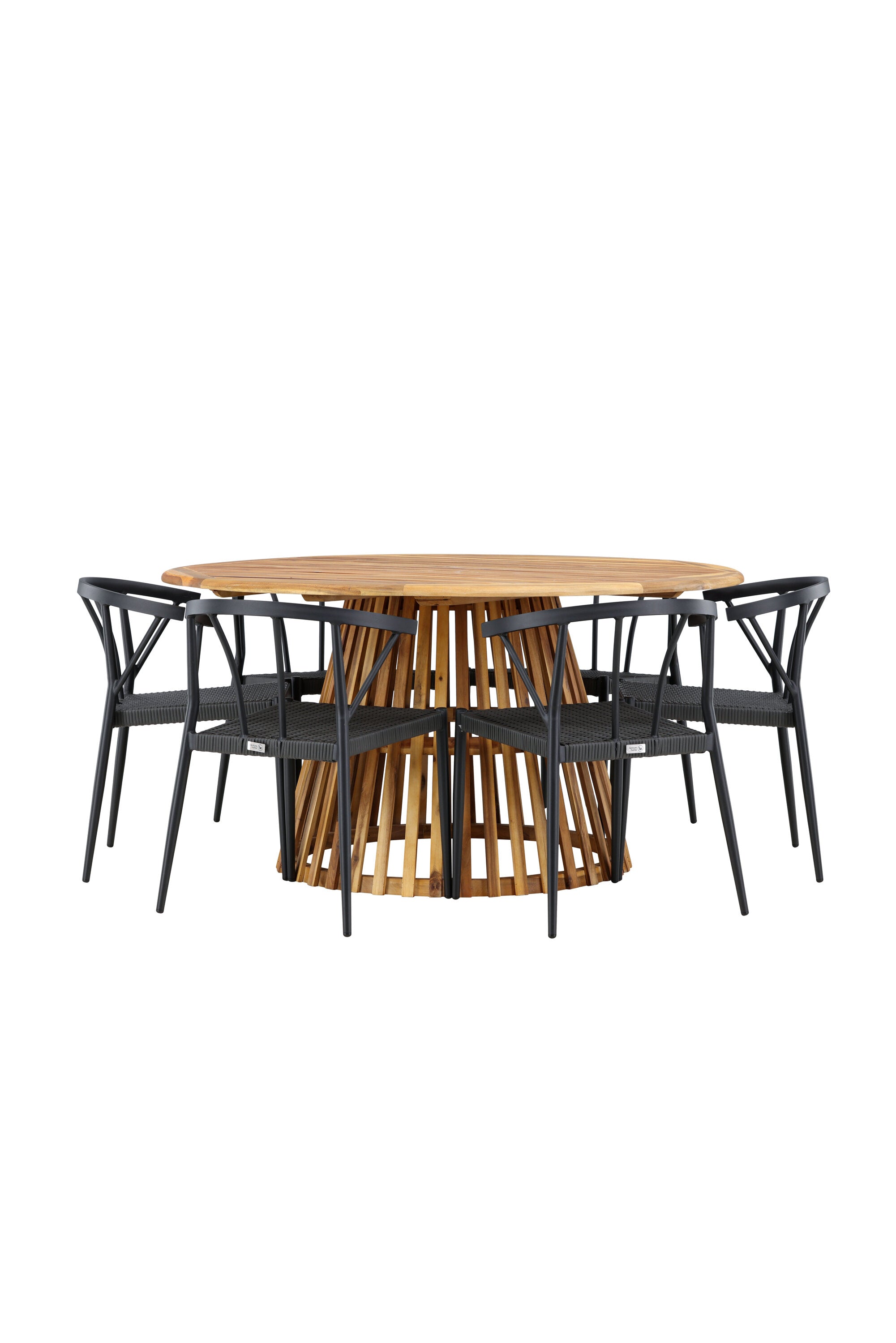 Tucumán Gartentisch Set rund + 6 x Stina in Natur/Schwarz präsentiert im Onlineshop von KAQTU Design AG. Gartentischset ist von Venture Home