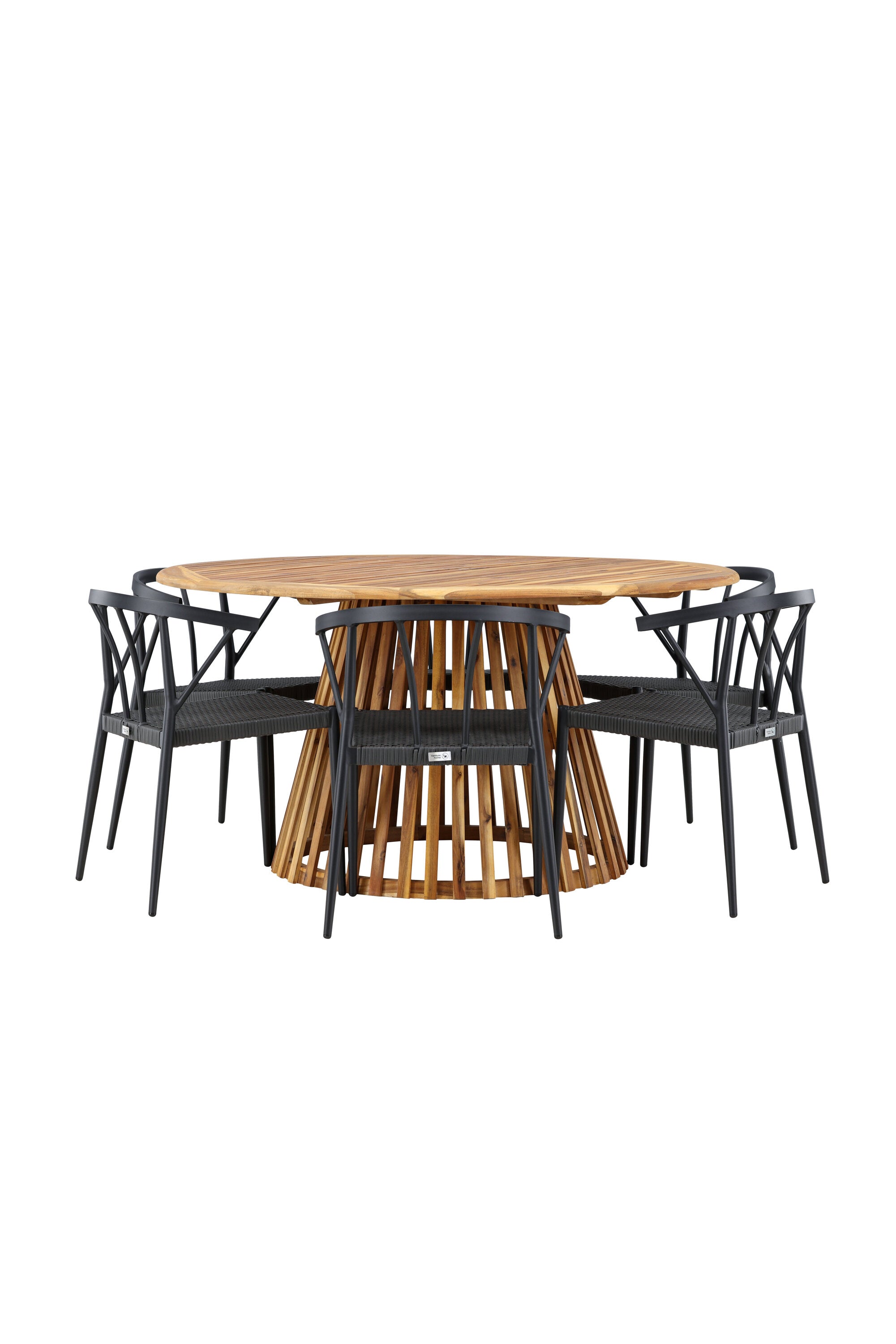 Tucumán Gartentisch Set rund + 6 x Stina in Natur/Schwarz präsentiert im Onlineshop von KAQTU Design AG. Gartentischset ist von Venture Home