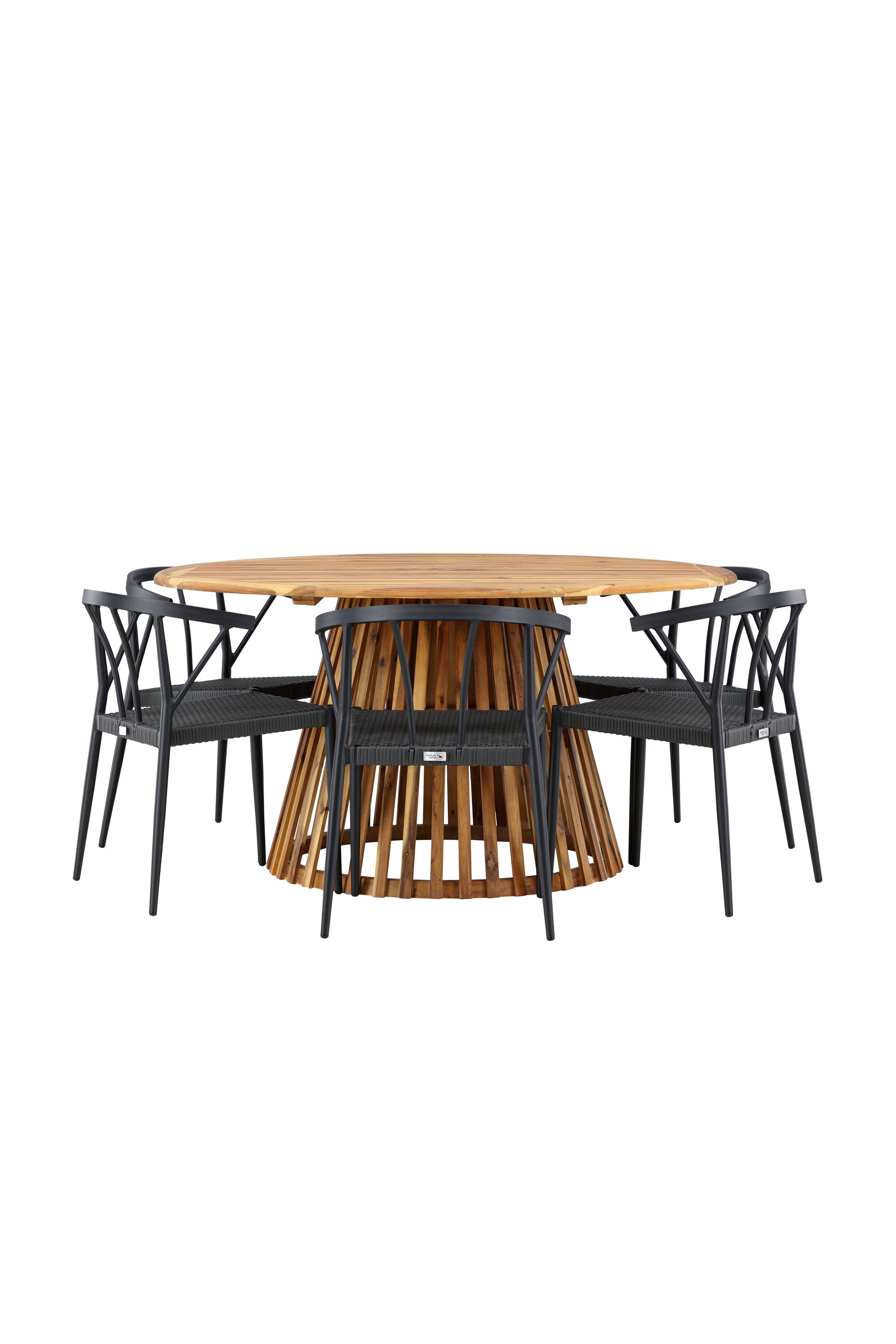 Tucumán Gartentisch Set rund + 6 x Stina in Natur/Schwarz präsentiert im Onlineshop von KAQTU Design AG. Gartentischset ist von Venture Home