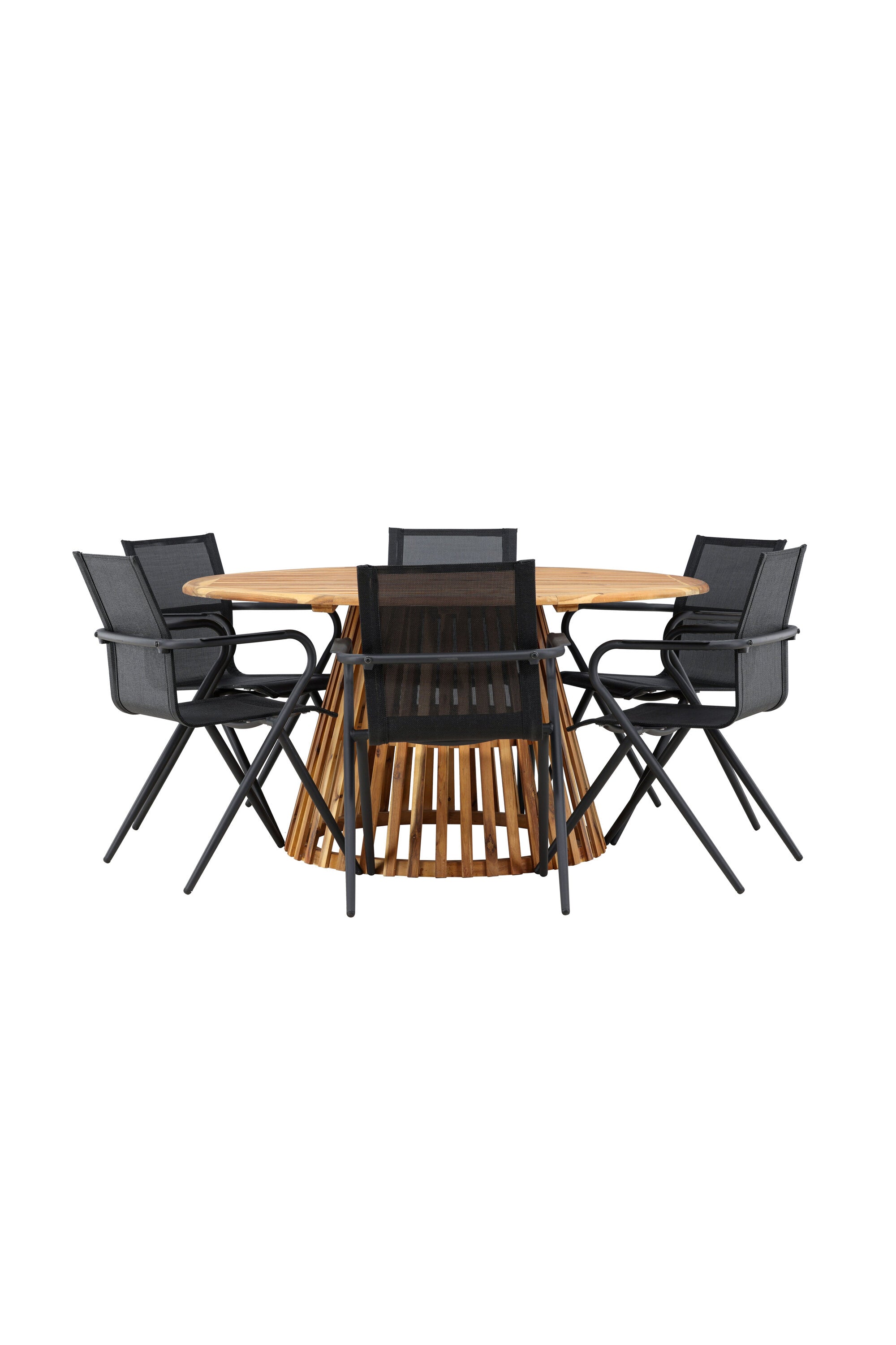 Tucumán Gartentisch Set rund + 6 x Alina in Natur/Schwarz präsentiert im Onlineshop von KAQTU Design AG. Gartentischset ist von Venture Home