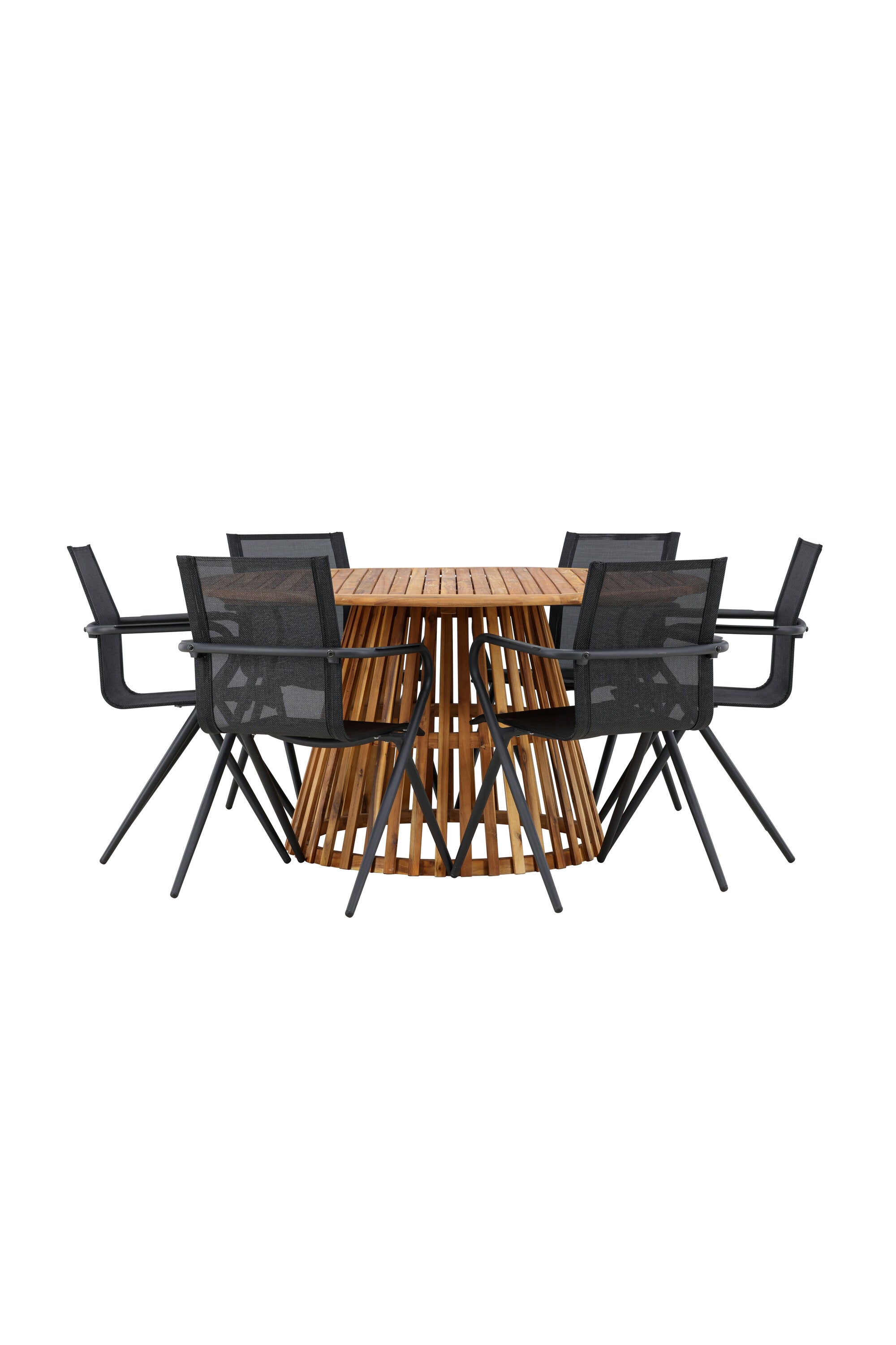 Tucumán Gartentisch Set rund + 6 x Alina in Natur/Schwarz präsentiert im Onlineshop von KAQTU Design AG. Gartentischset ist von Venture Home