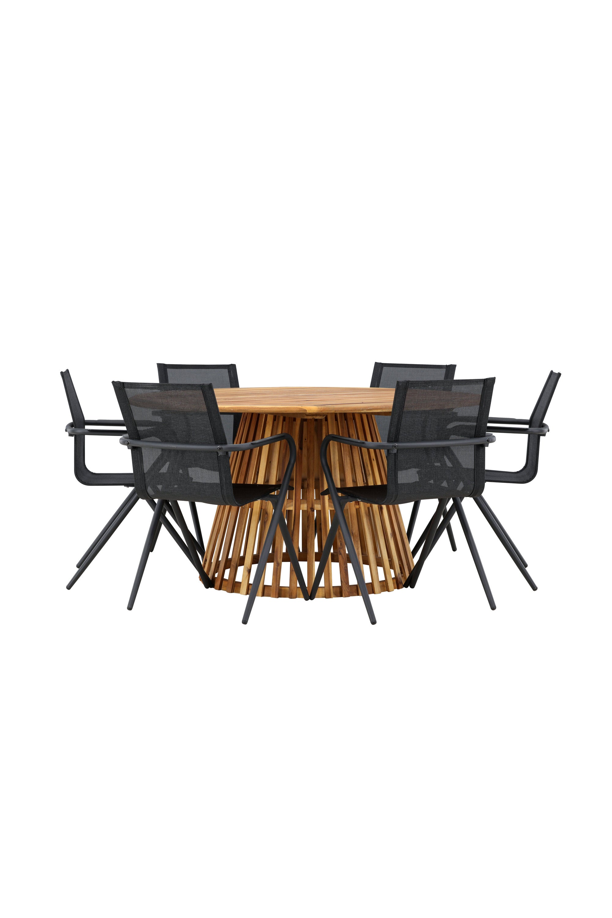 Tucumán Gartentisch Set rund + 6 x Alina in Natur/Schwarz präsentiert im Onlineshop von KAQTU Design AG. Gartentischset ist von Venture Home