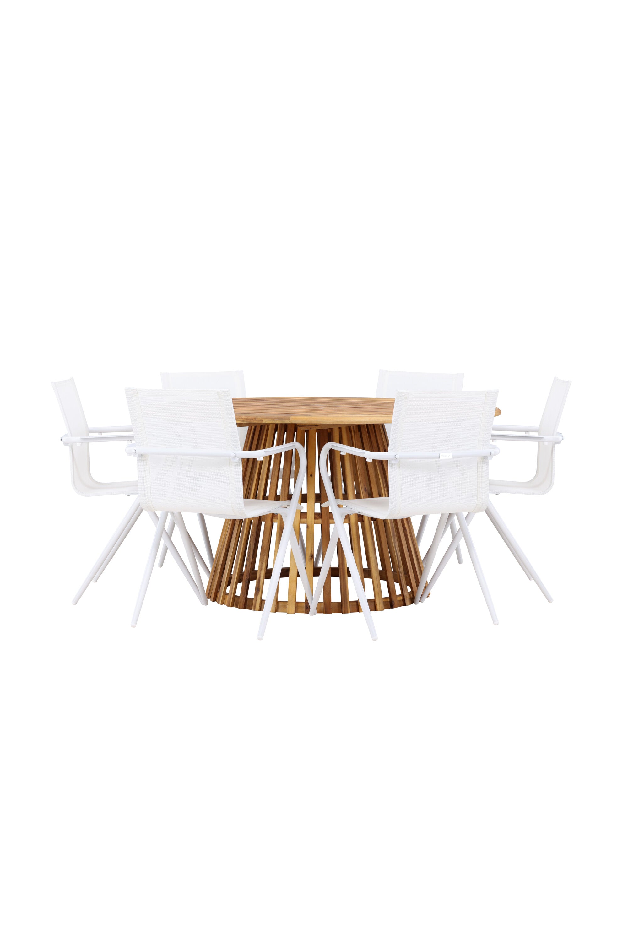 Tucumán Gartentisch Set rund + 6 x Alina in Natur/Weiss präsentiert im Onlineshop von KAQTU Design AG. Gartentischset ist von Venture Home