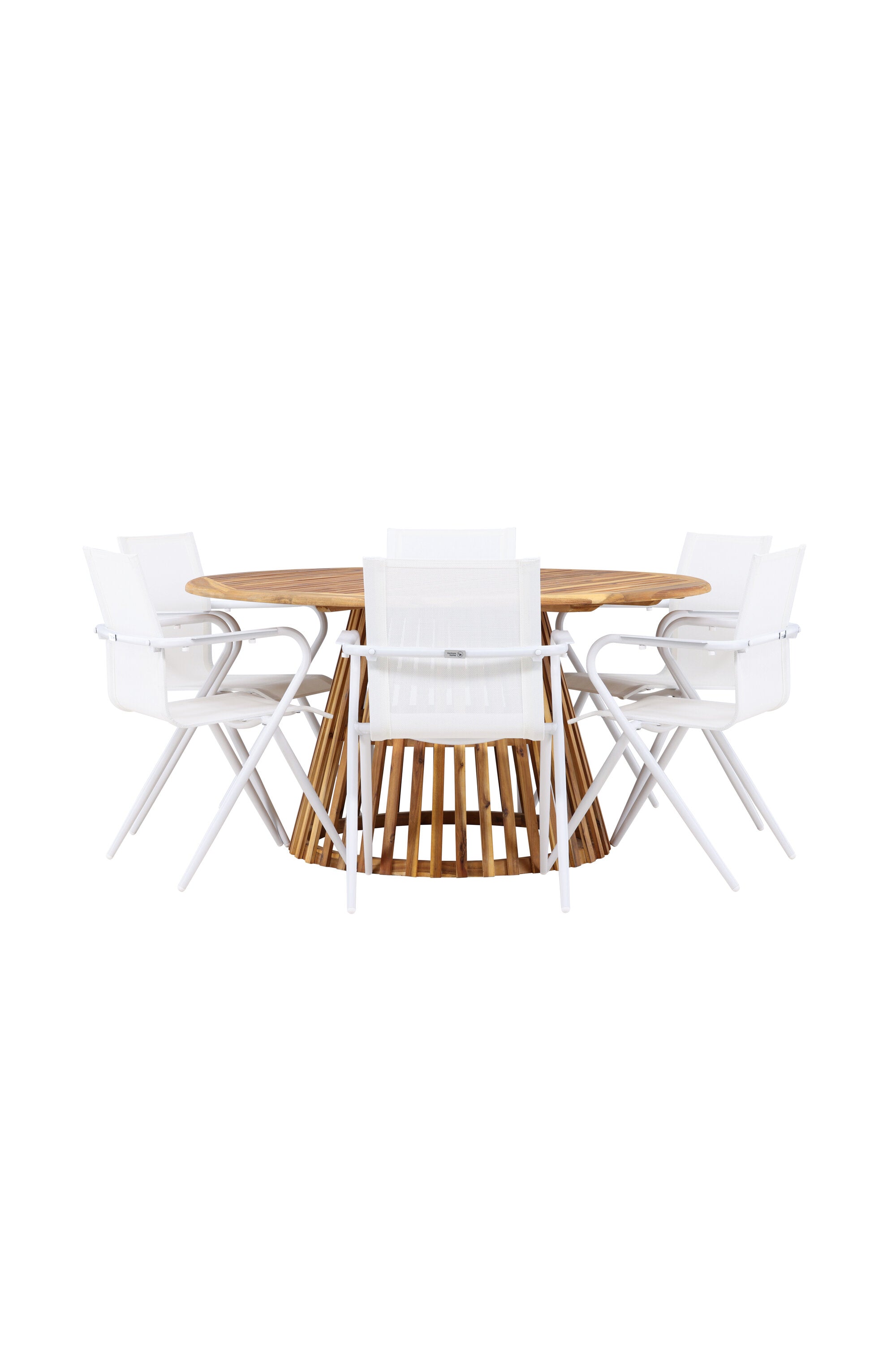 Tucumán Gartentisch Set rund + 6 x Alina in Natur/Weiss präsentiert im Onlineshop von KAQTU Design AG. Gartentischset ist von Venture Home