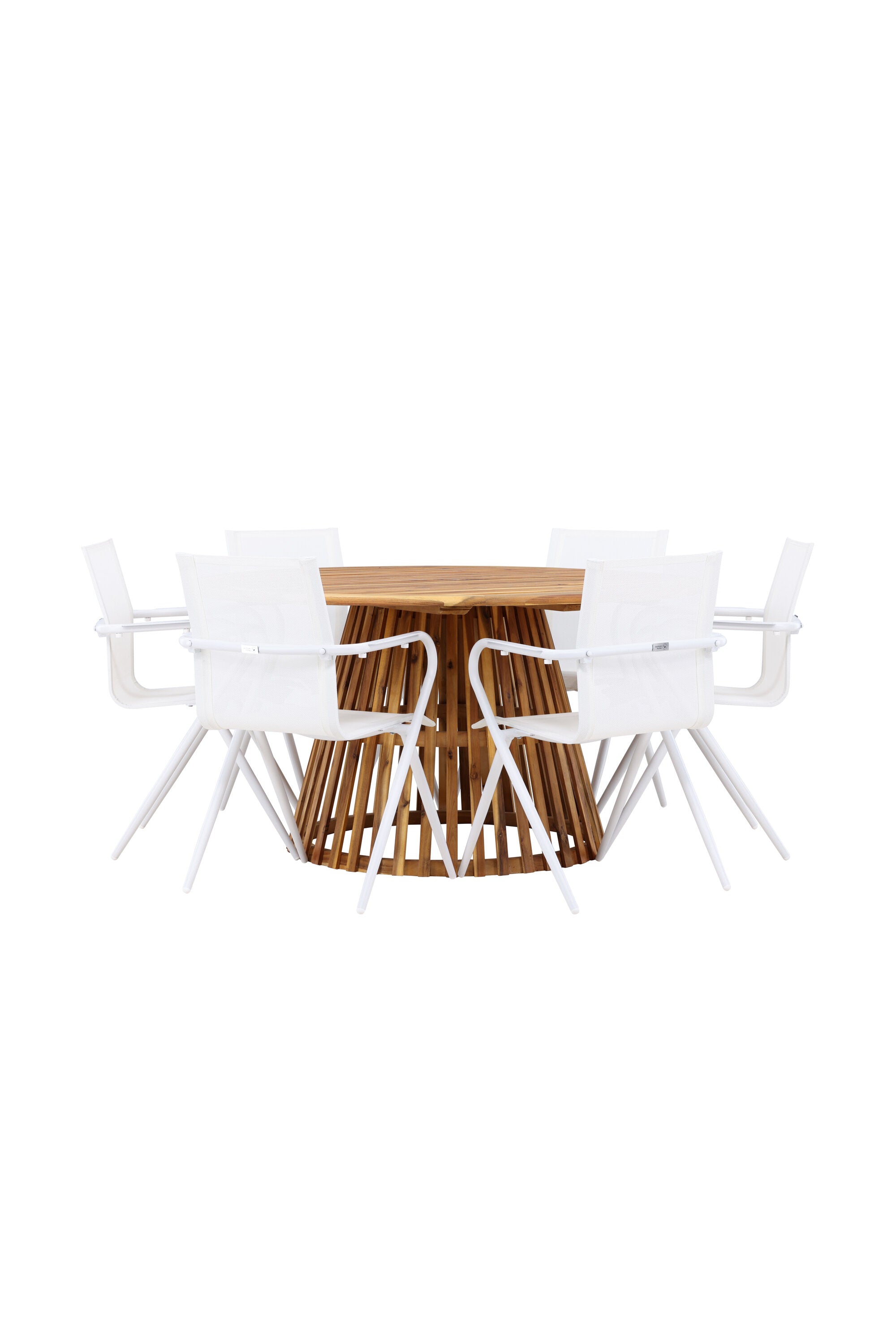 Tucumán Gartentisch Set rund + 6 x Alina in Natur/Weiss präsentiert im Onlineshop von KAQTU Design AG. Gartentischset ist von Venture Home