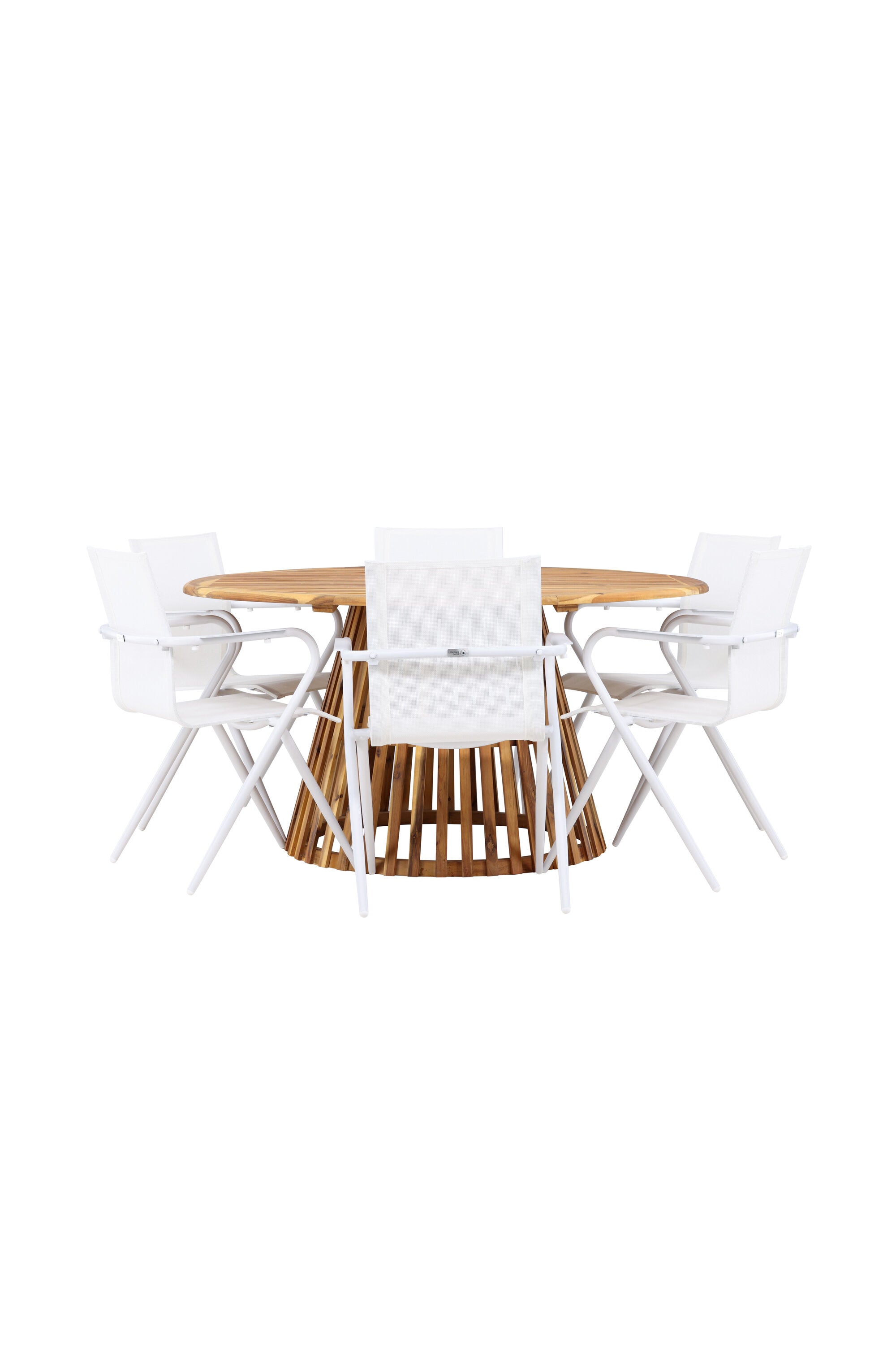 Tucumán Gartentisch Set rund + 6 x Alina in Natur/Weiss präsentiert im Onlineshop von KAQTU Design AG. Gartentischset ist von Venture Home
