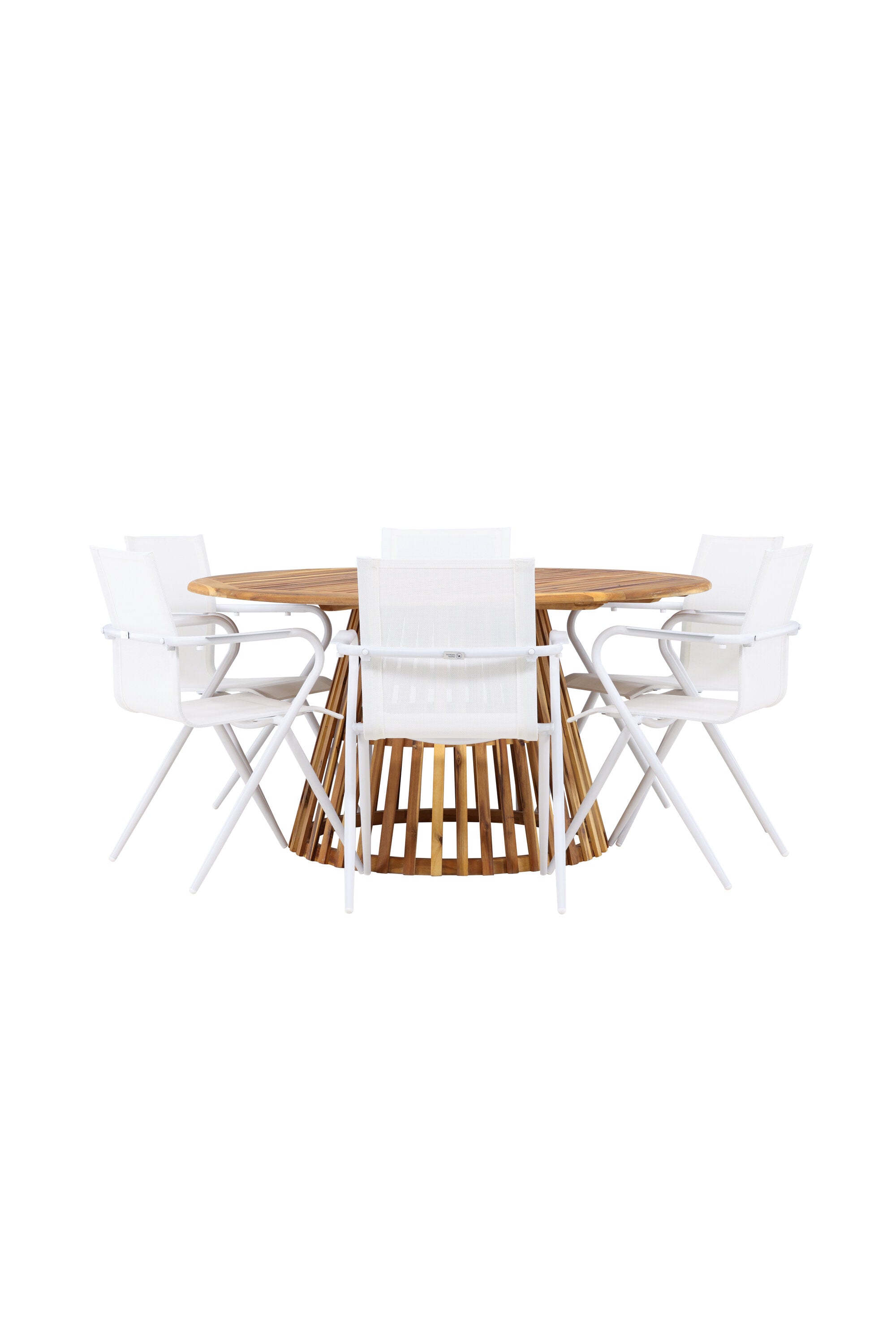 Tucumán Gartentisch Set rund + 6 x Alina in Natur/Weiss präsentiert im Onlineshop von KAQTU Design AG. Gartentischset ist von Venture Home
