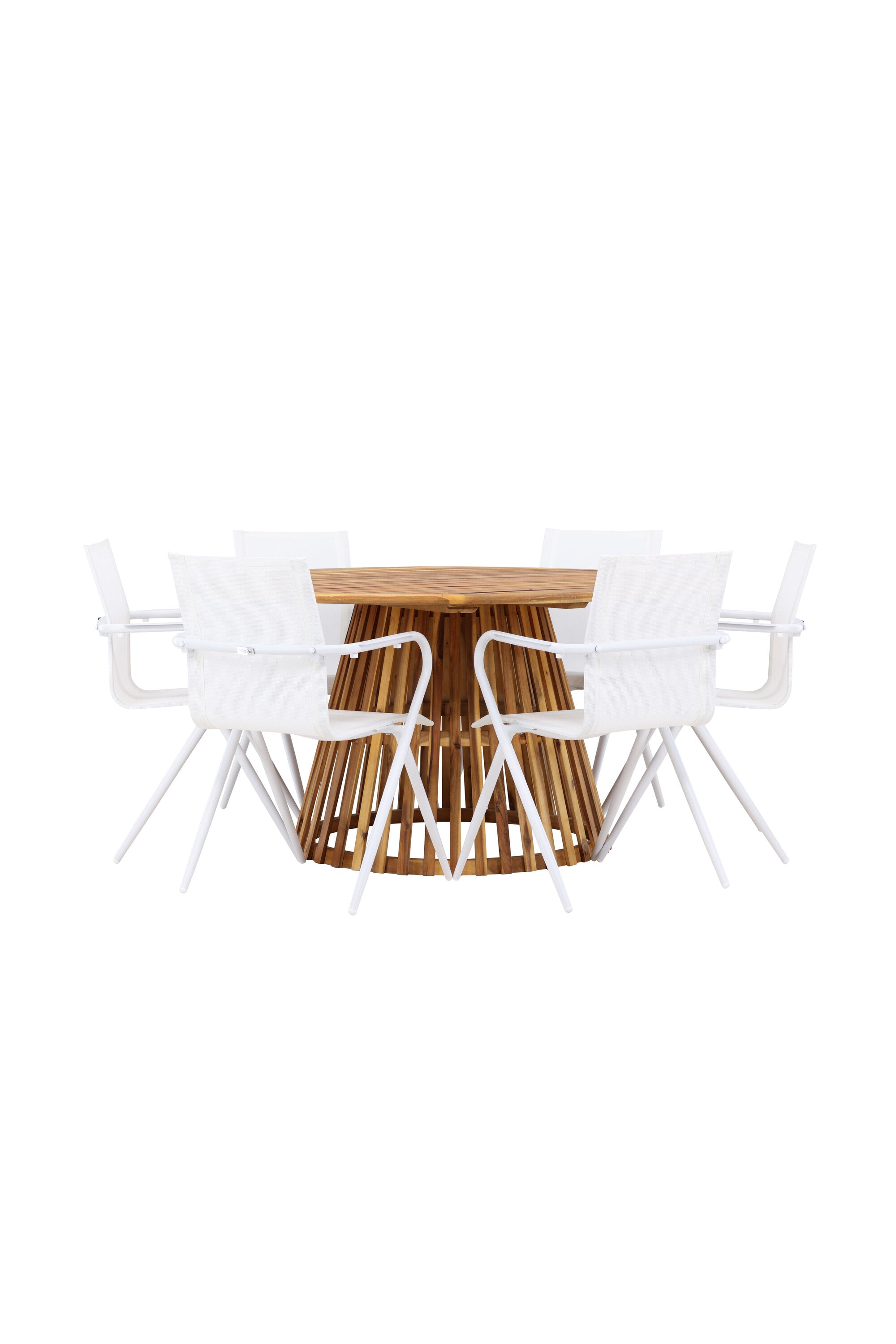 Tucumán Gartentisch Set rund + 6 x Alina in Natur/Weiss präsentiert im Onlineshop von KAQTU Design AG. Gartentischset ist von Venture Home