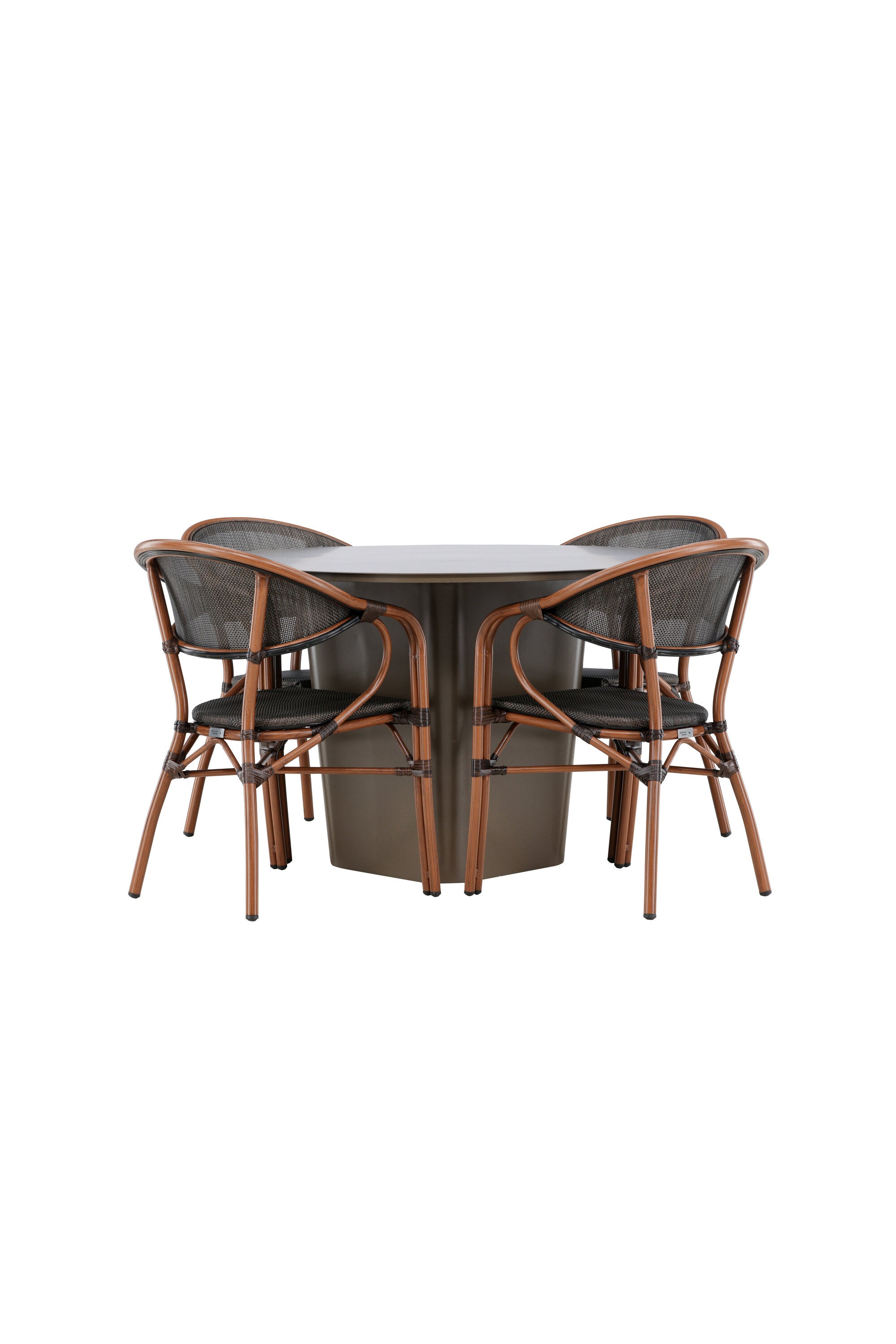 Santa Fe Gartentisch Set rund in Braun/Schwarz/Braun präsentiert im Onlineshop von KAQTU Design AG. Gartentischset ist von Venture Home