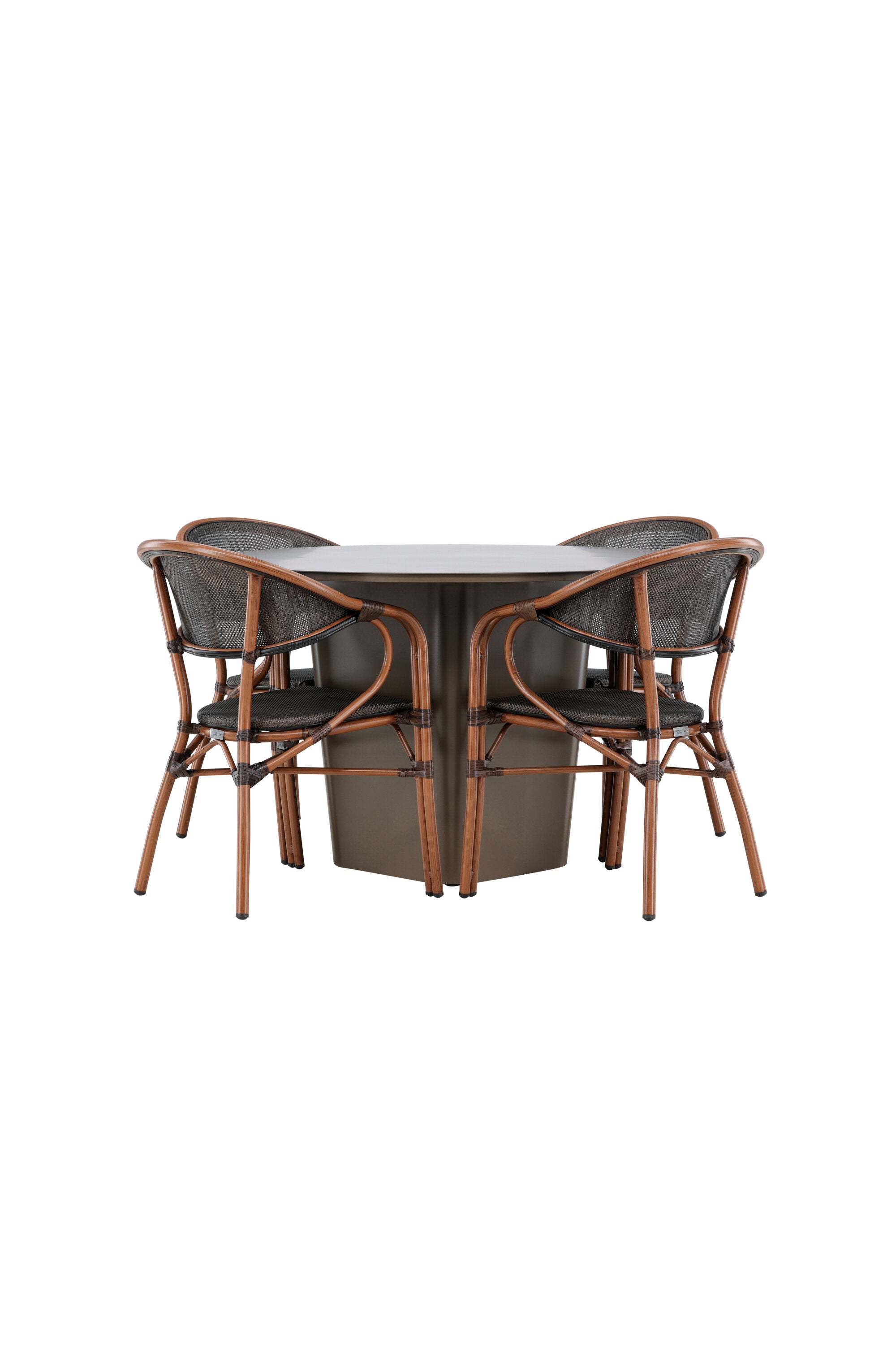 Santa Fe Gartentisch Set rund in Braun/Schwarz/Braun präsentiert im Onlineshop von KAQTU Design AG. Gartentischset ist von Venture Home