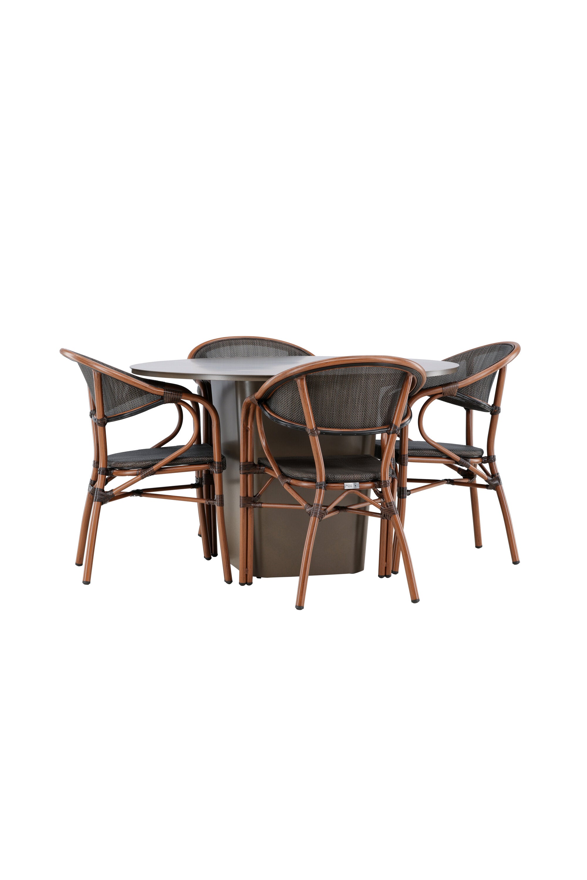 Santa Fe Gartentisch Set rund in Braun/Schwarz/Braun präsentiert im Onlineshop von KAQTU Design AG. Gartentischset ist von Venture Home