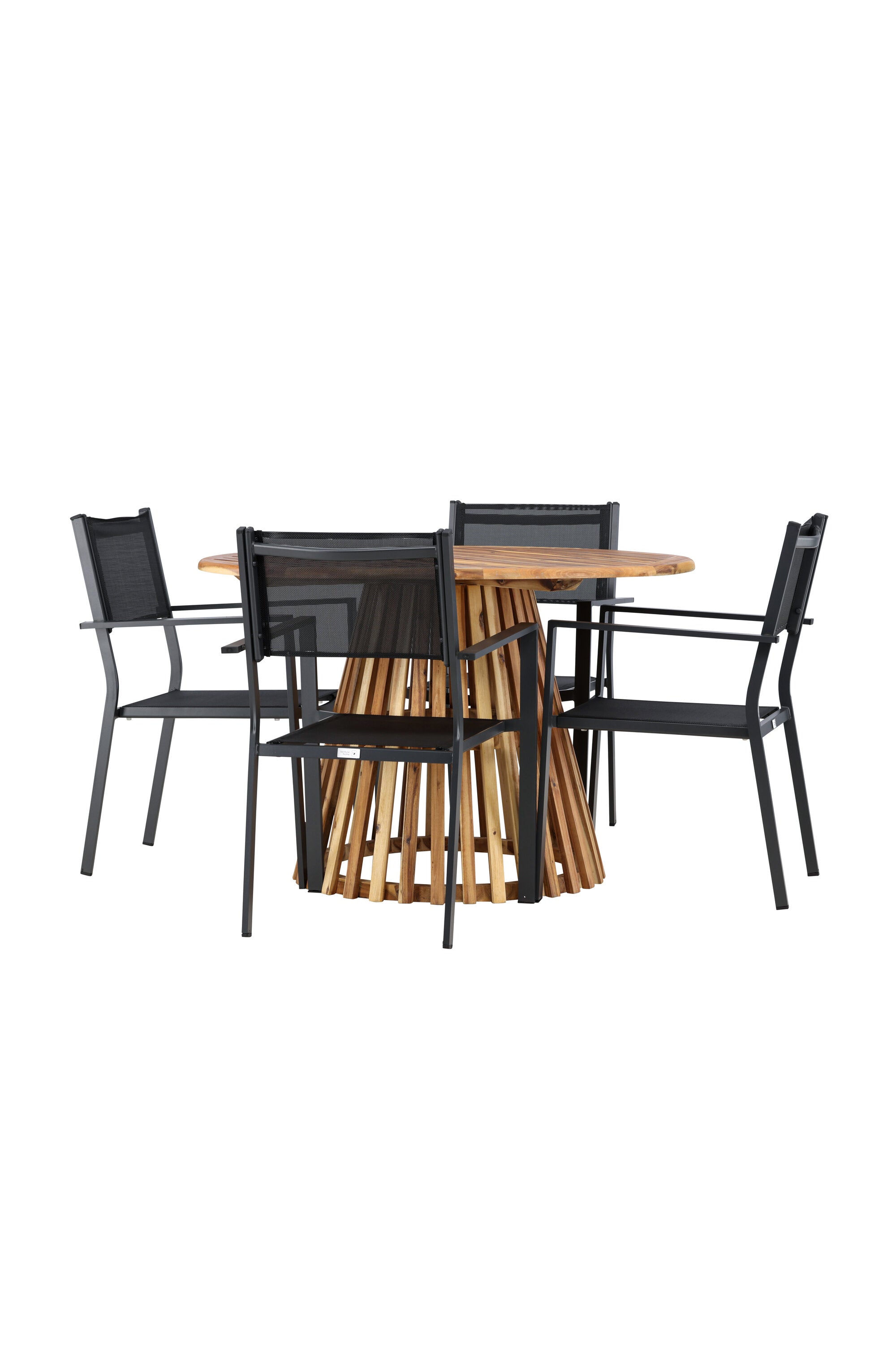 Lumpur Gartentisch Set rund + Copacabana in Natur/Schwarz präsentiert im Onlineshop von KAQTU Design AG. Gartentischset ist von Venture Home