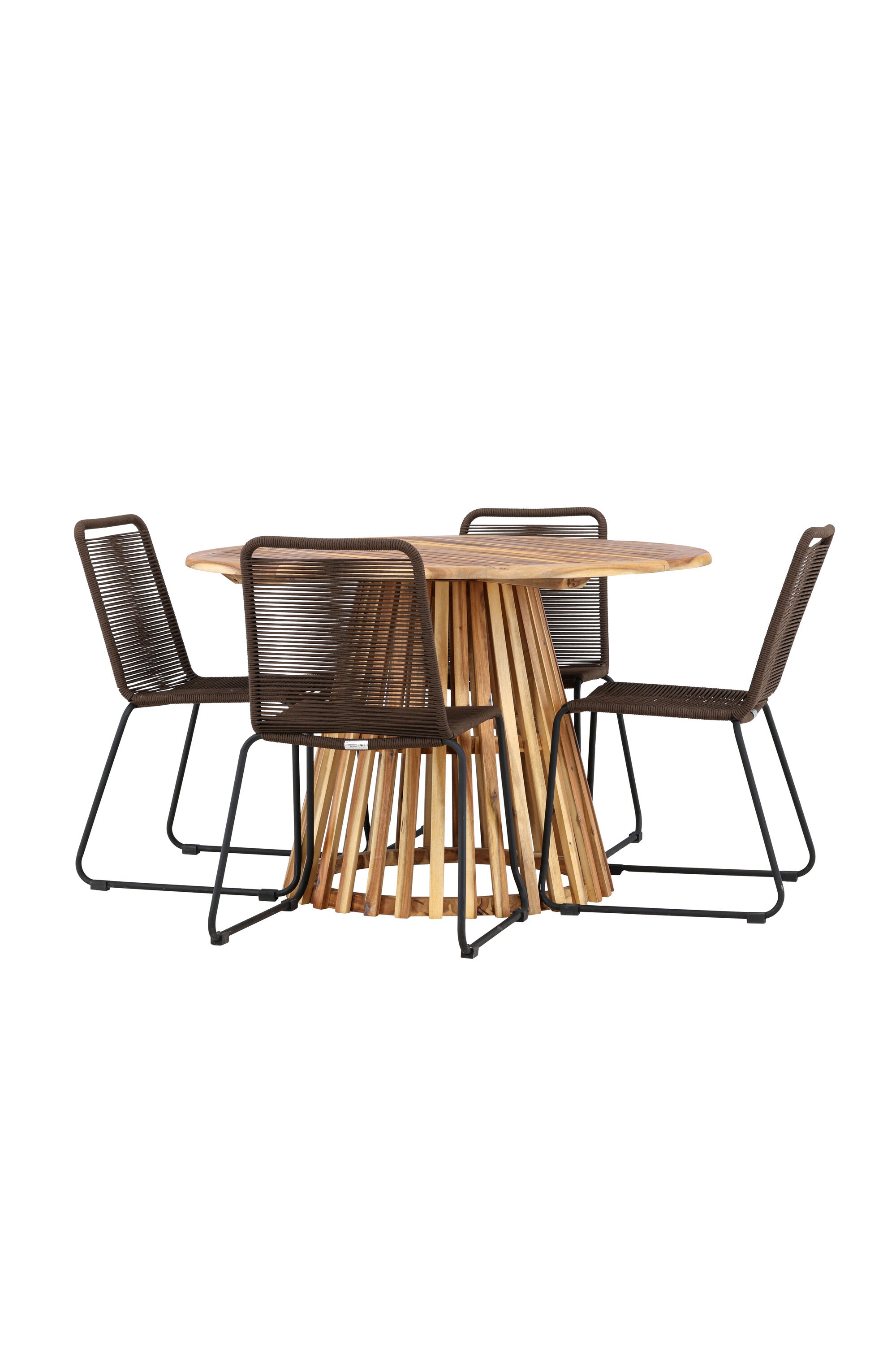 Lumpur Gartentisch Set rund + Lindos in Natur/Schwarz/Braun präsentiert im Onlineshop von KAQTU Design AG. Gartentischset ist von Venture Home