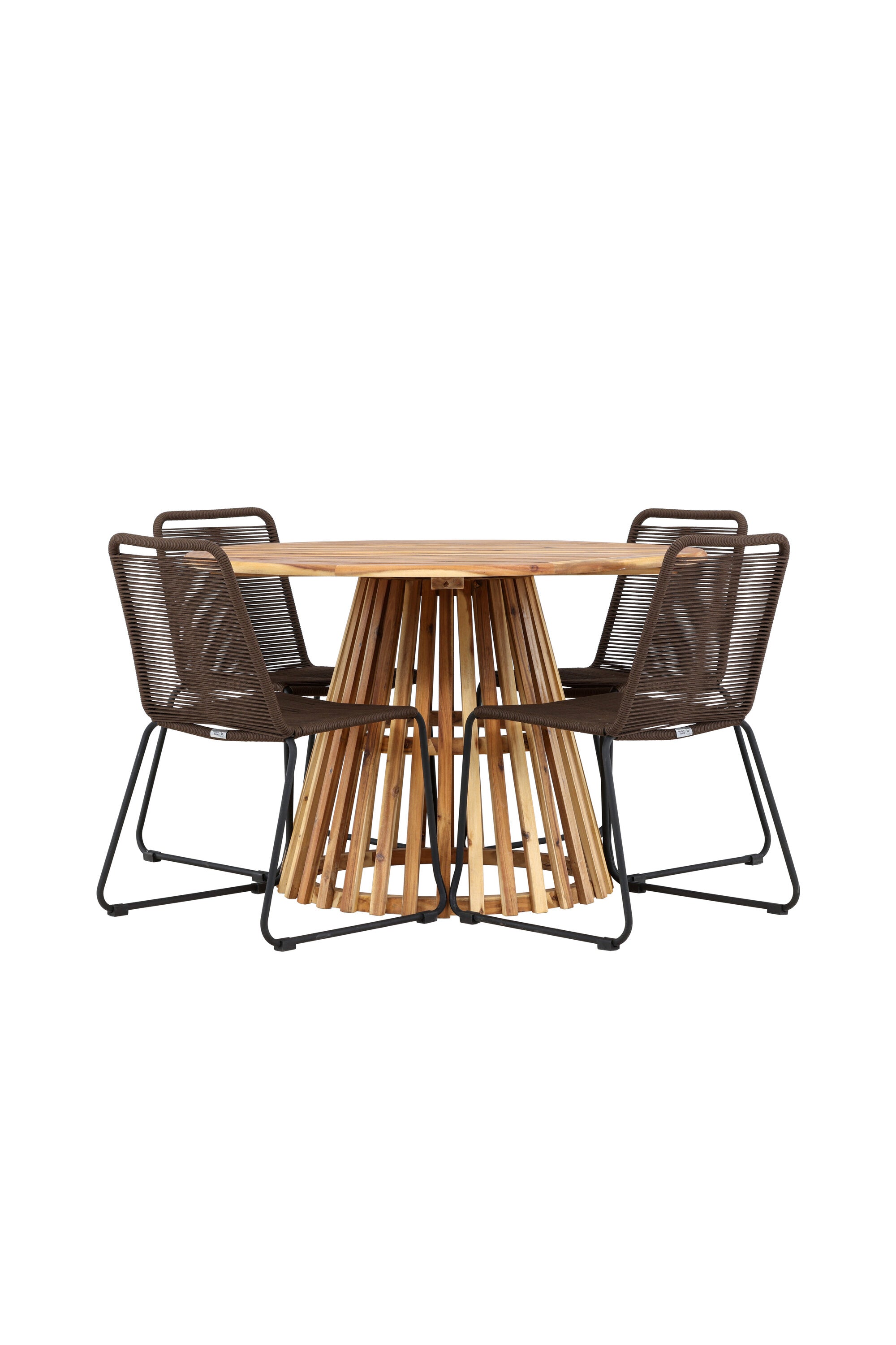 Lumpur Gartentisch Set rund + Lindos in Natur/Schwarz/Braun präsentiert im Onlineshop von KAQTU Design AG. Gartentischset ist von Venture Home
