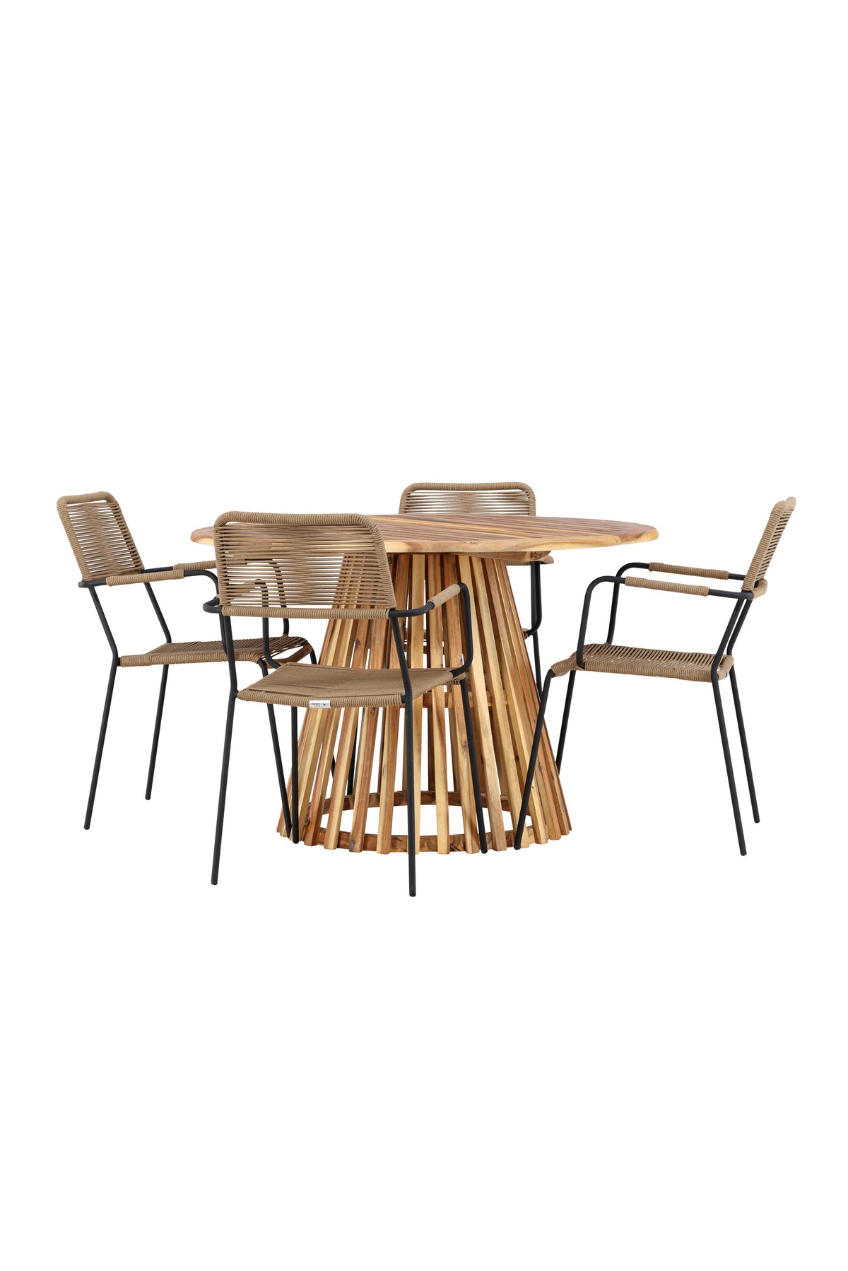 Lumpur Gartentisch Set rund + Lindos Armchair in Natur/Schwarz/Braun präsentiert im Onlineshop von KAQTU Design AG. Gartentischset ist von Venture Home
