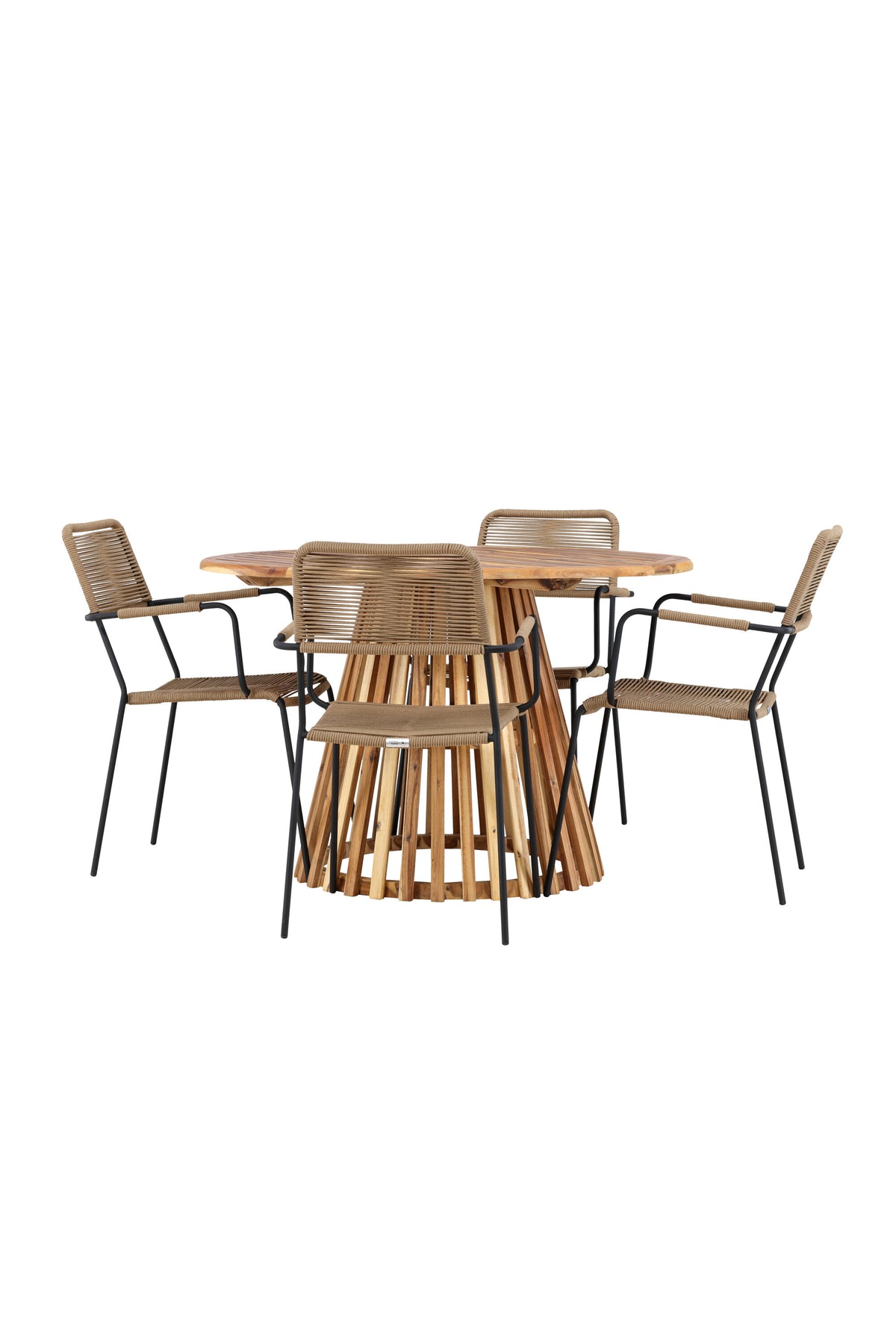 Lumpur Gartentisch Set rund + Lindos Armchair in Natur/Schwarz/Braun präsentiert im Onlineshop von KAQTU Design AG. Gartentischset ist von Venture Home