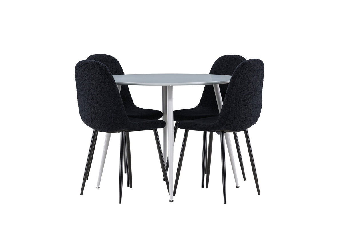 Plaza Esstisch mit Polar Stühlen in Schwarz präsentiert im Onlineshop von KAQTU Design AG. Esszimmerset ist von Venture Home