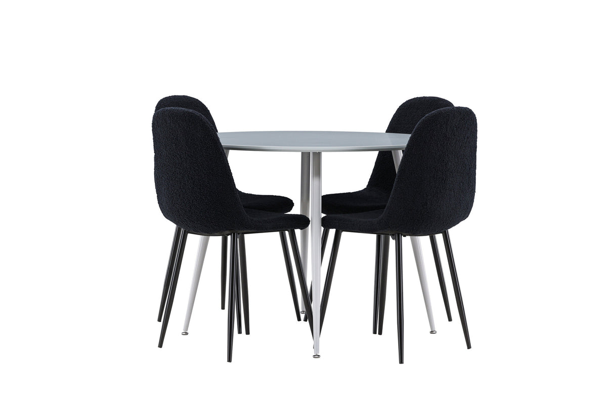 Plaza Esstisch mit Polar Stühlen in Schwarz präsentiert im Onlineshop von KAQTU Design AG. Esszimmerset ist von Venture Home