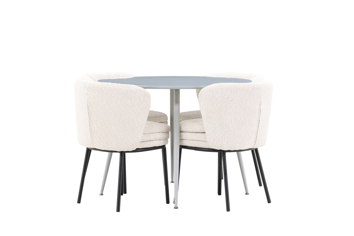 Plaza Esstisch mit Agnes Stühlen in Weiss präsentiert im Onlineshop von KAQTU Design AG. Esszimmerset ist von Venture Home
