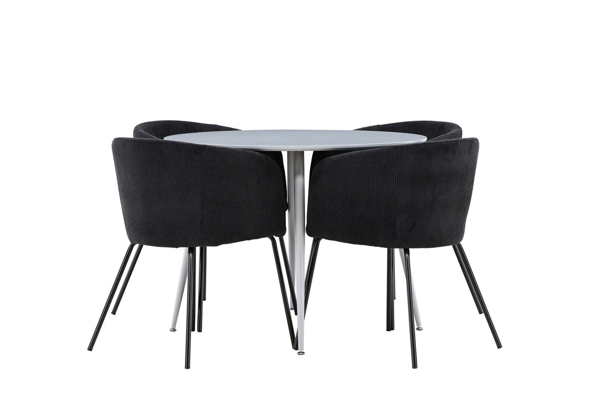 Plaza Esstisch mit Berit Stühlen in Schwarz präsentiert im Onlineshop von KAQTU Design AG. Esszimmerset ist von Venture Home