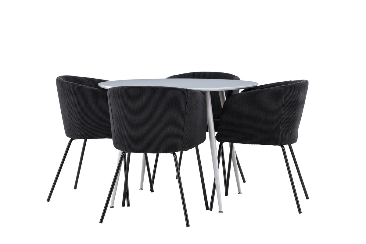 Plaza Esstisch mit Berit Stühlen in Schwarz präsentiert im Onlineshop von KAQTU Design AG. Esszimmerset ist von Venture Home