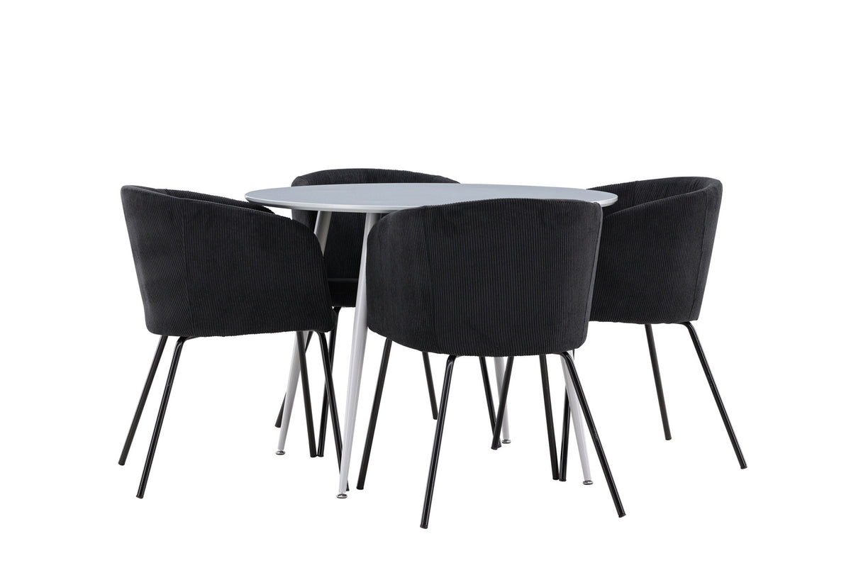 Plaza Esstisch mit Berit Stühlen in Schwarz präsentiert im Onlineshop von KAQTU Design AG. Esszimmerset ist von Venture Home