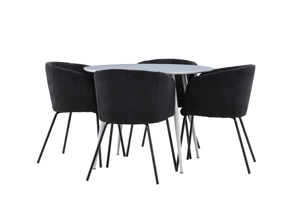 Plaza Esstisch mit Berit Stühlen in Schwarz präsentiert im Onlineshop von KAQTU Design AG. Esszimmerset ist von Venture Home